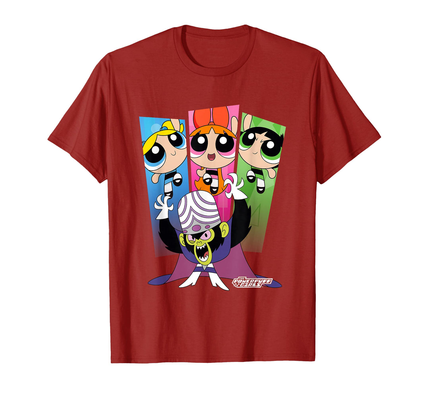The Powerpuff Girls Mojo JoJo Group Shot Big Chest Panels T-Shirt
