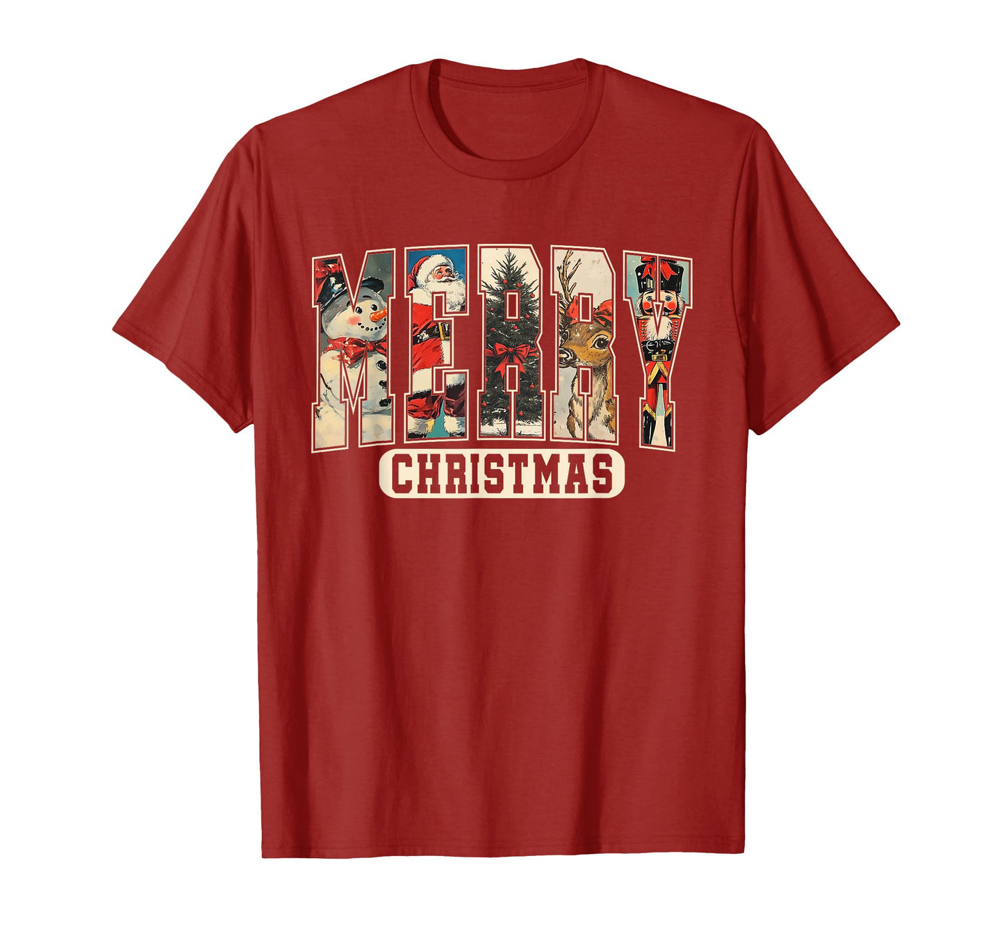 Merry Christmas Snowman Santa Tree Reindeer Nutcracker Doll T-Shirt