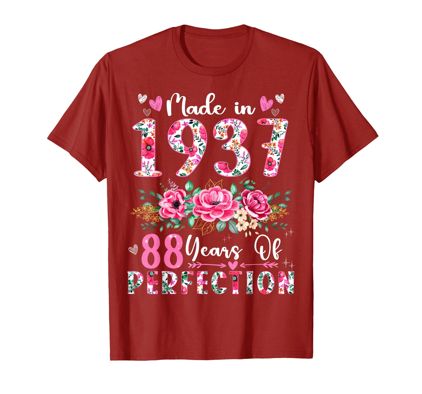 88 Year Old Made In 1937 Floral 88th Birthday Women T-Shirt
