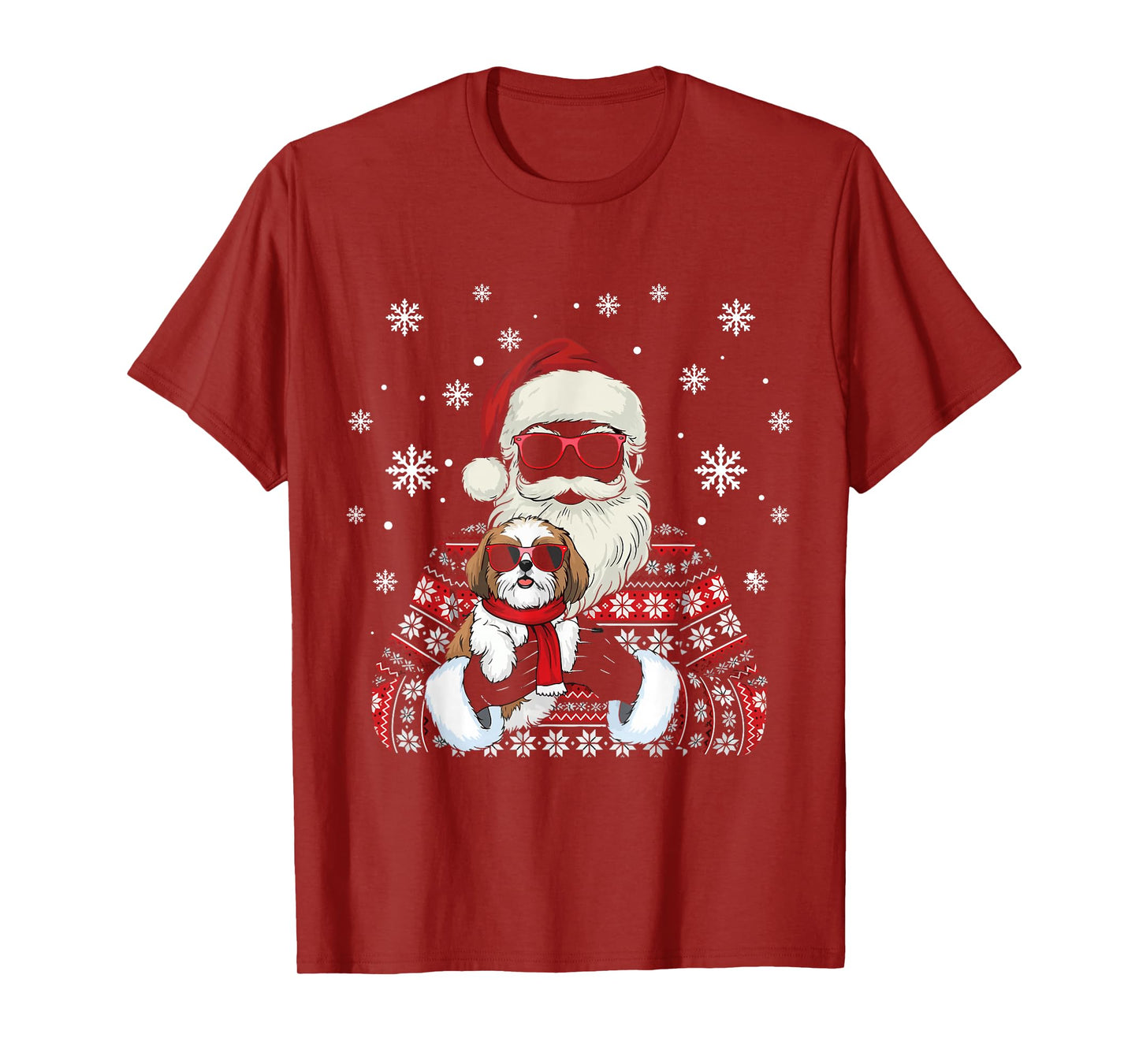 Schnauzer Dog and Santa Merry Christmas Ugly Christmas T-Shirt