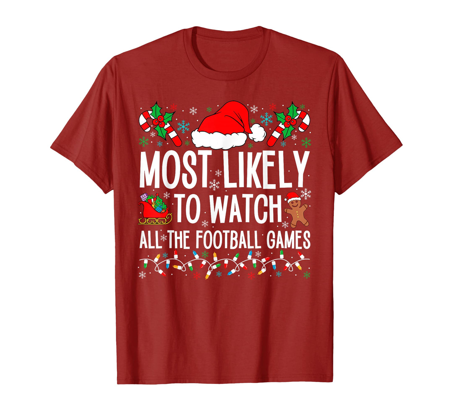 Funny Matching Most Likely Christmas Family 2024. Unisex Adults Football T-Shirt, Black, Small