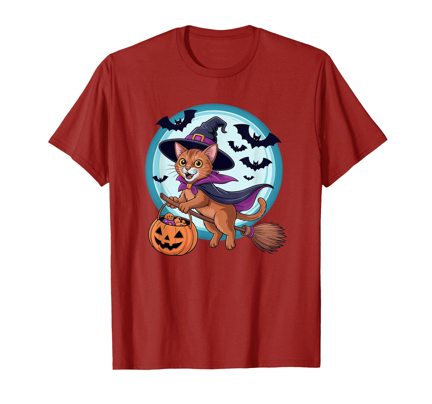 Halloween Witch Abyssinian Moon Abyssinians T-Shirt