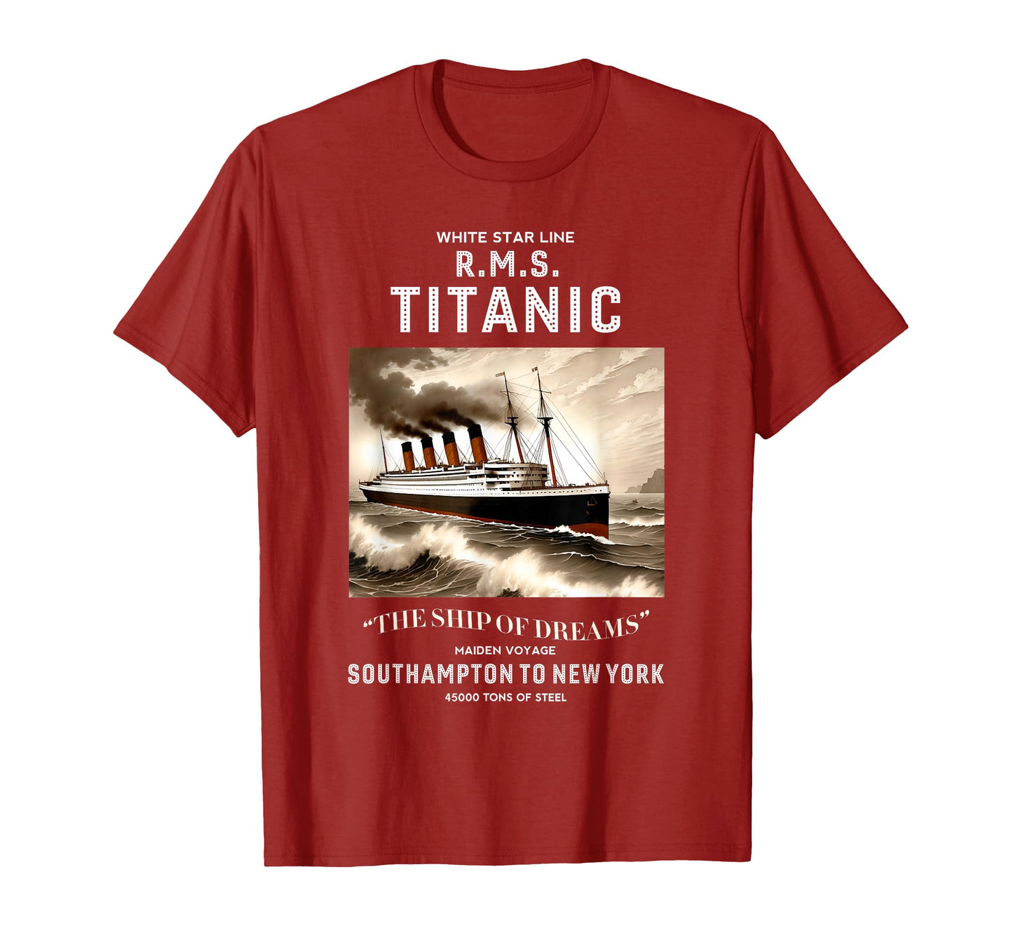 White Star Line RMS Titanic Ship Boys Kids Men T-Shirt