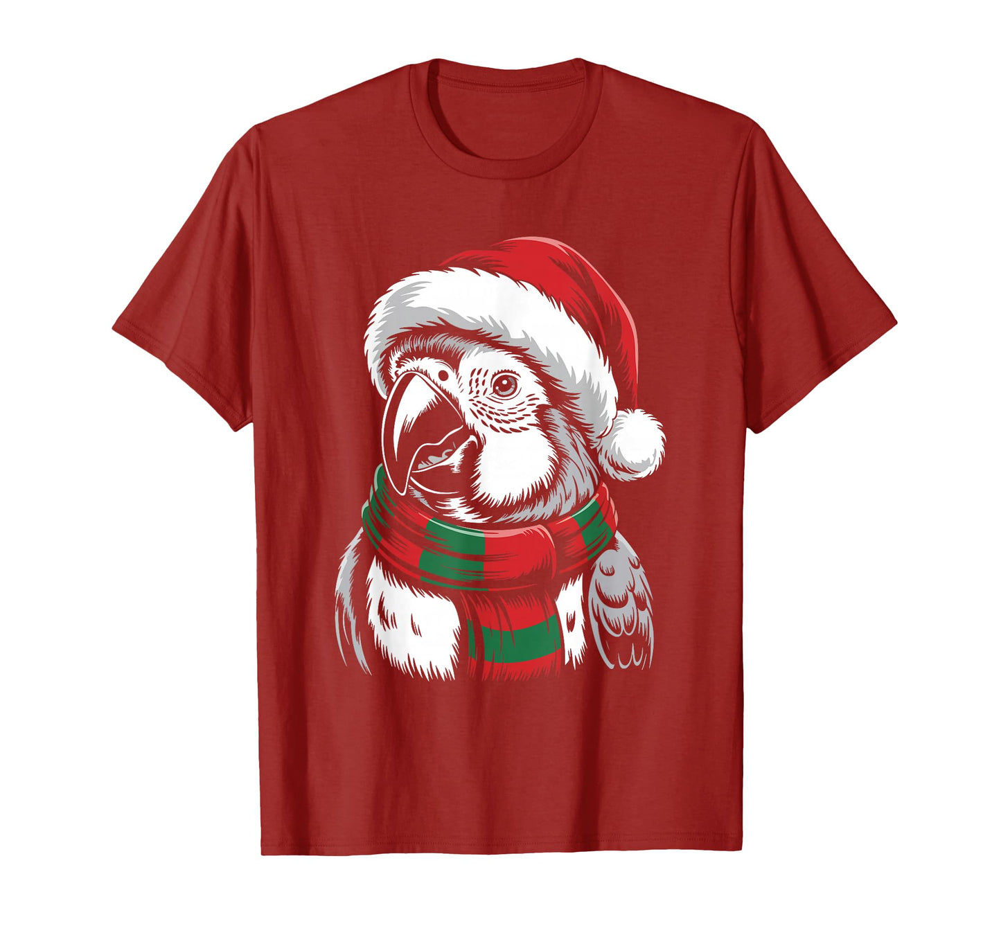 Parrot Xmas Santa Hat Scarf Christmas Costume T-Shirt