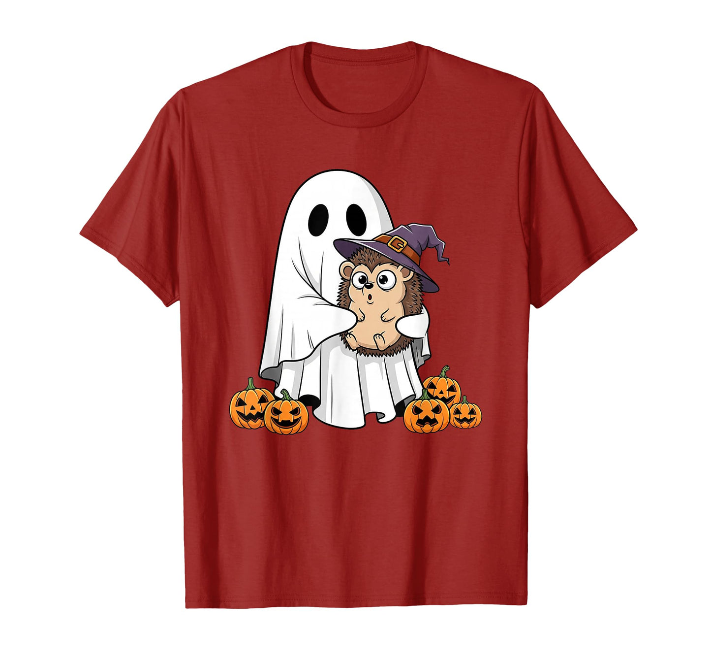 Funny Ghost Hedgehog Pumpkin Halloween Kids Mens Womens T-Shirt
