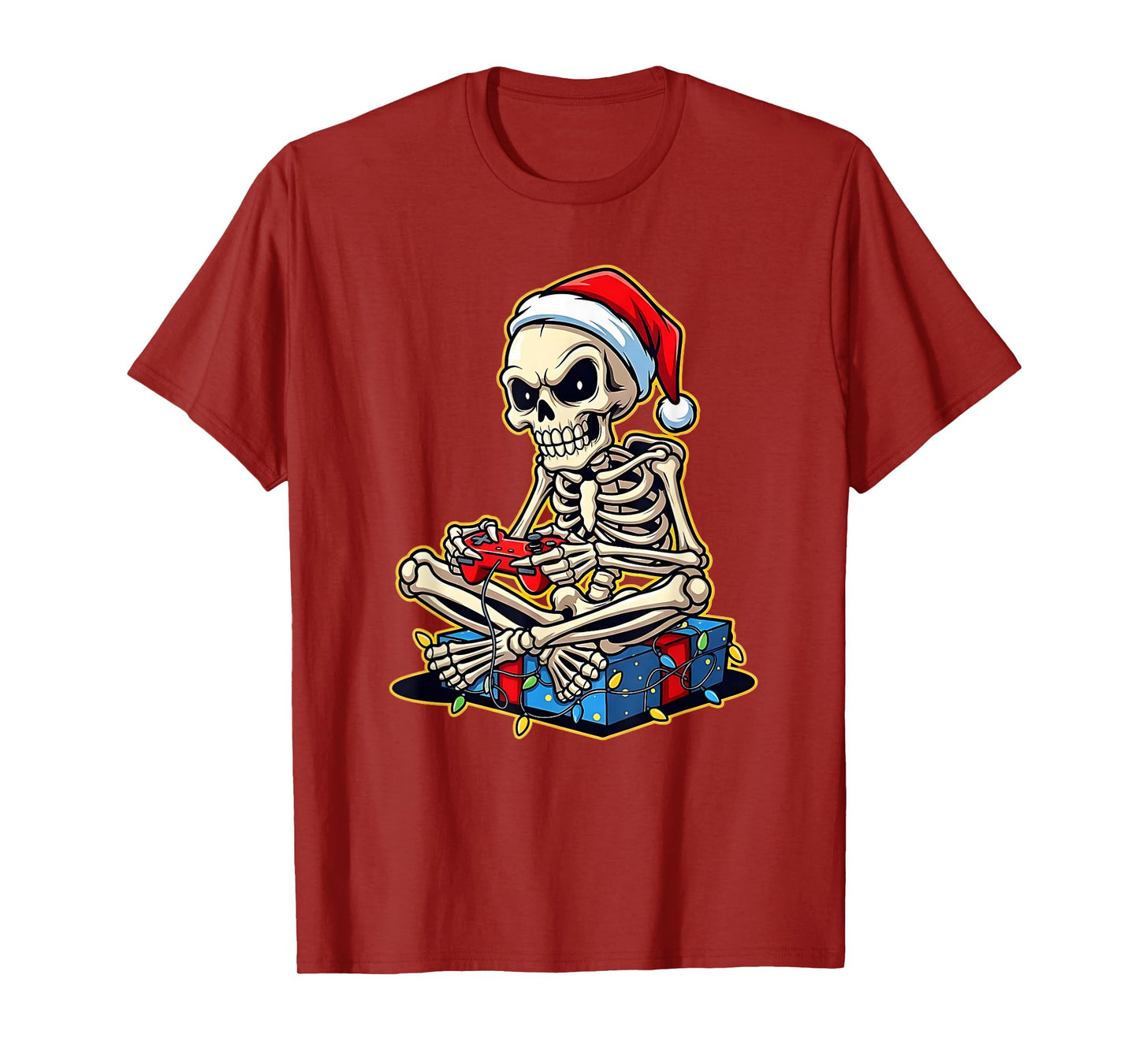 Christmas Skeleton Gamer Video Gaming Funny Skeleton T-Shirt