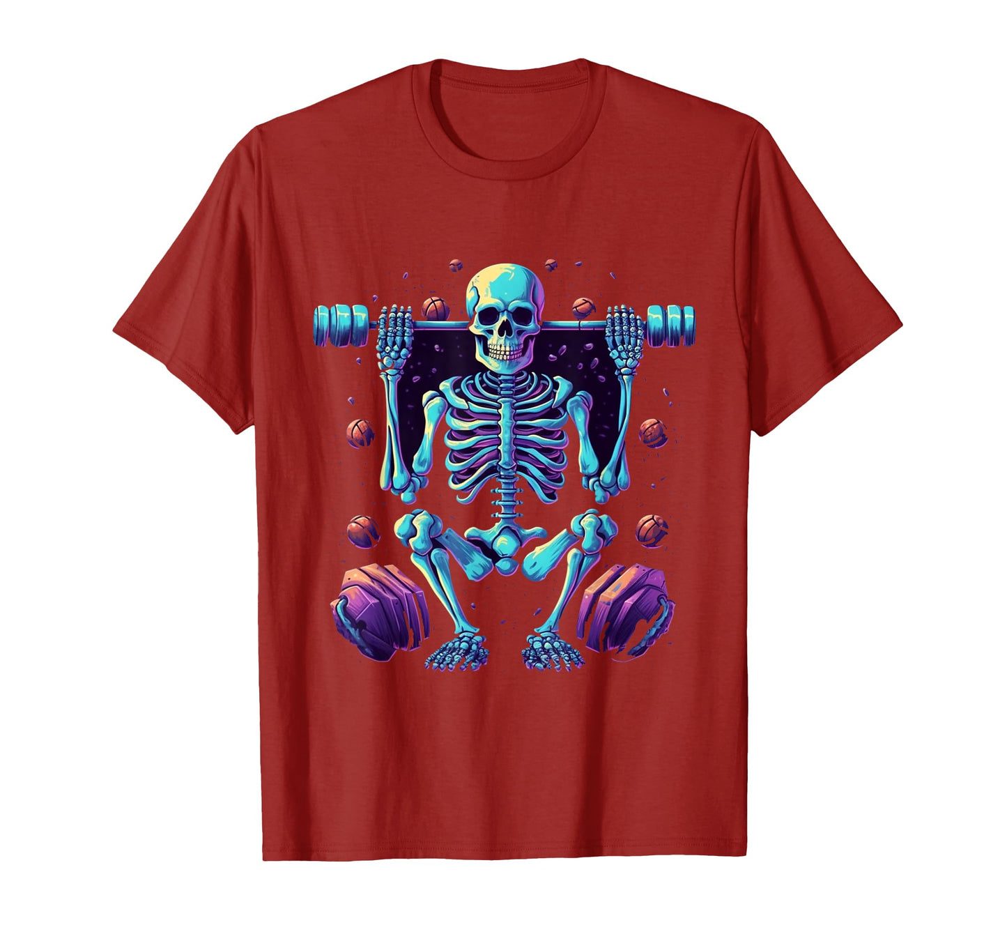 Skeleton Deadlift Halloween Costume Fitness Gym Workout T-Shirt