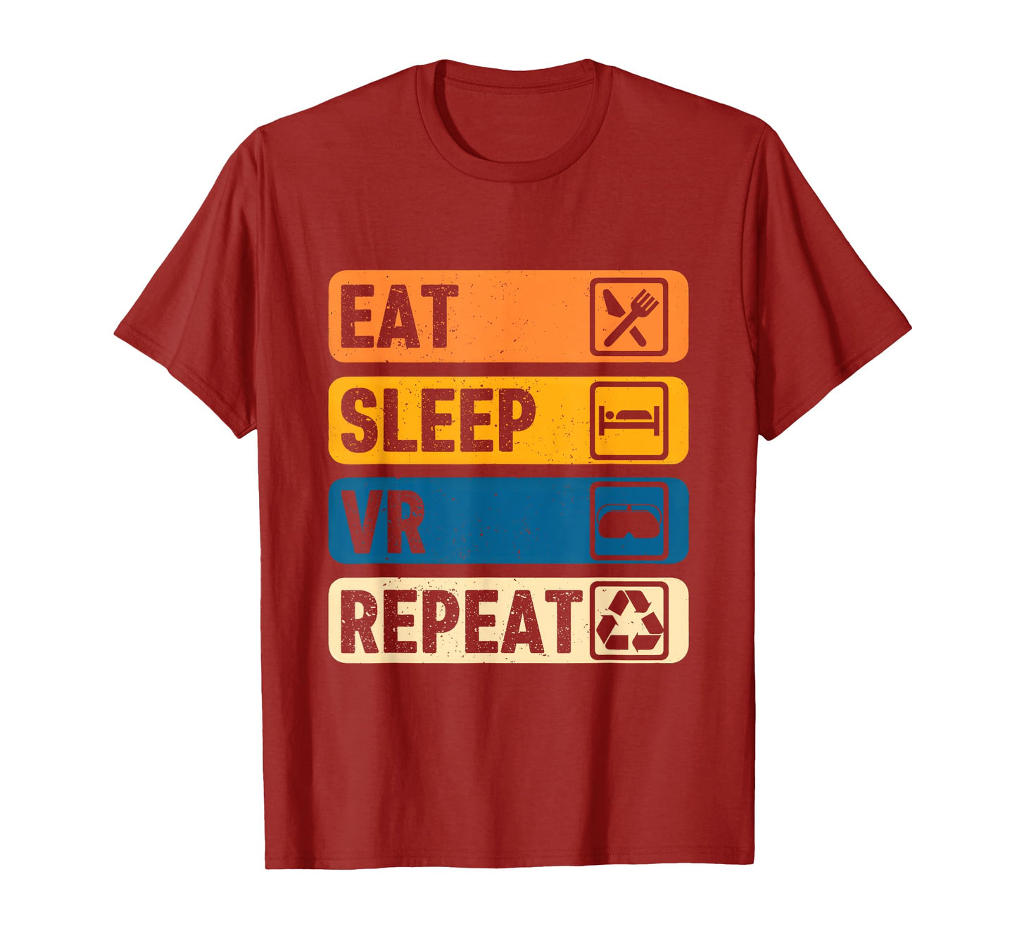 Eat Sleep VR Repeat Vintage Gamer Gaming Virtual Reality T-Shirt