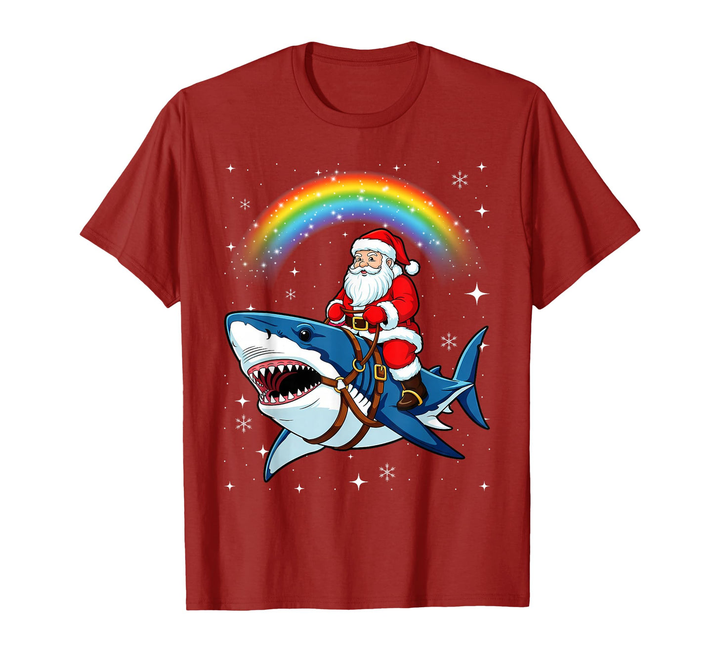 Santa Claus Riding Shark Christmas Boys Merry Sharkmas Xmas T-Shirt
