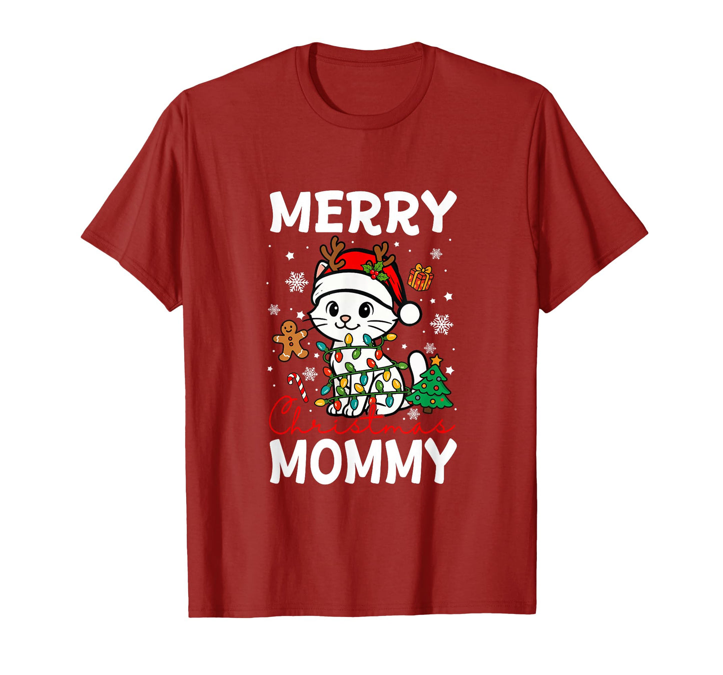 Merry Christmas Mommy Santa Cat Funny Owner Lover Family T-Shirt