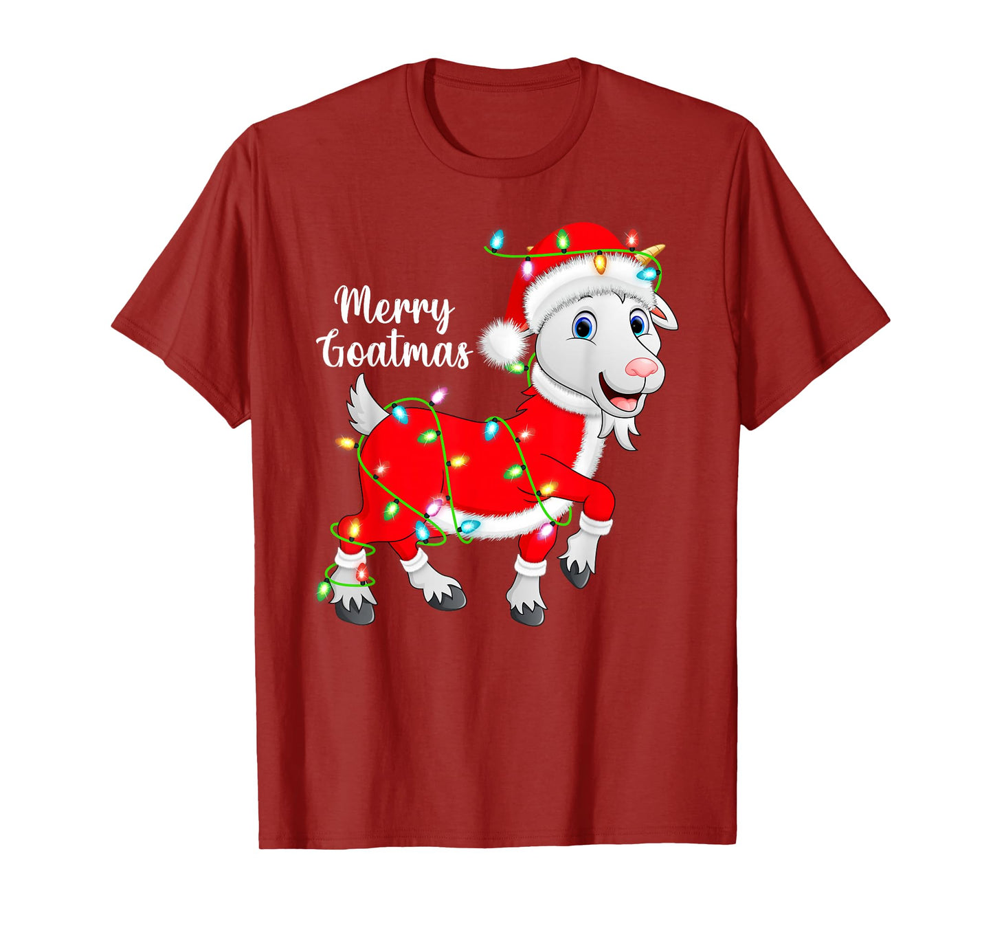 Goat Xmas Lights Funny Santa Costume Goat Christmas T-Shirt