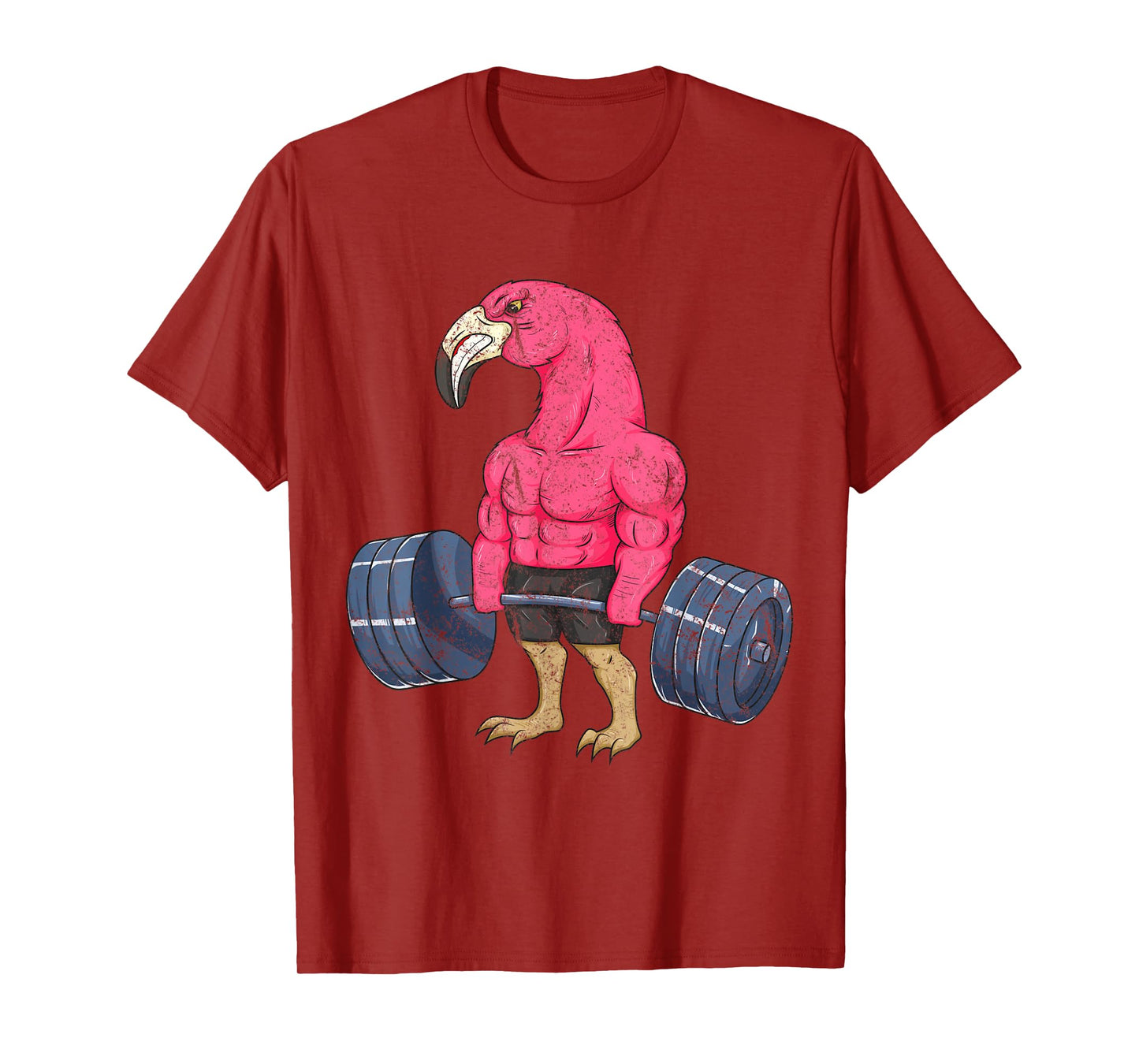 Vintage Flamingo Weightlifting Bodybuilder Muscle Fitness T-Shirt