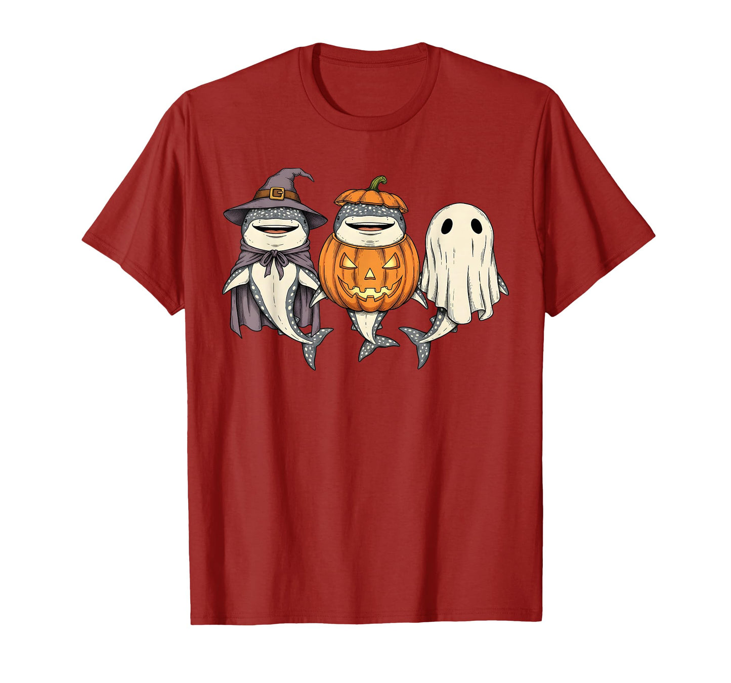 Spooky Whale Shark Lover Pumpkin Halloween Ghost T-Shirt