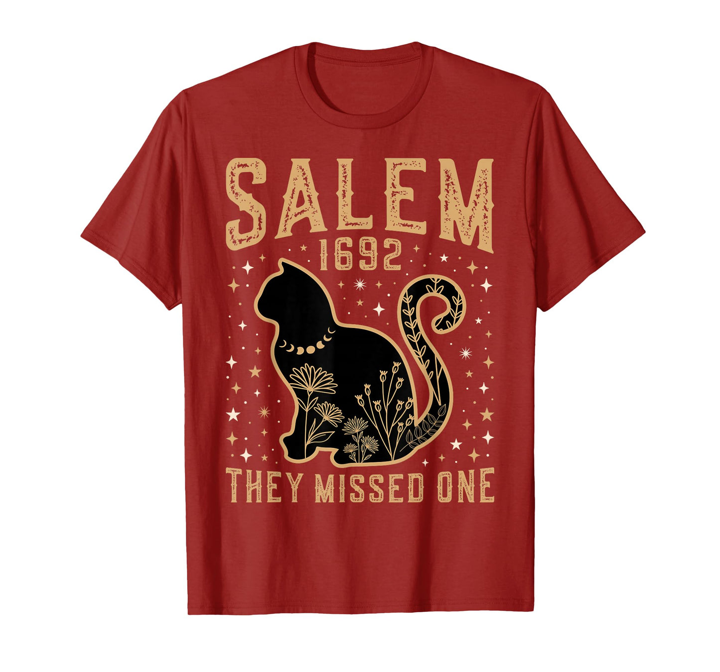 1692 They Missed One Shirt Salem Witch Trials Black Cat Moon T-Shirt