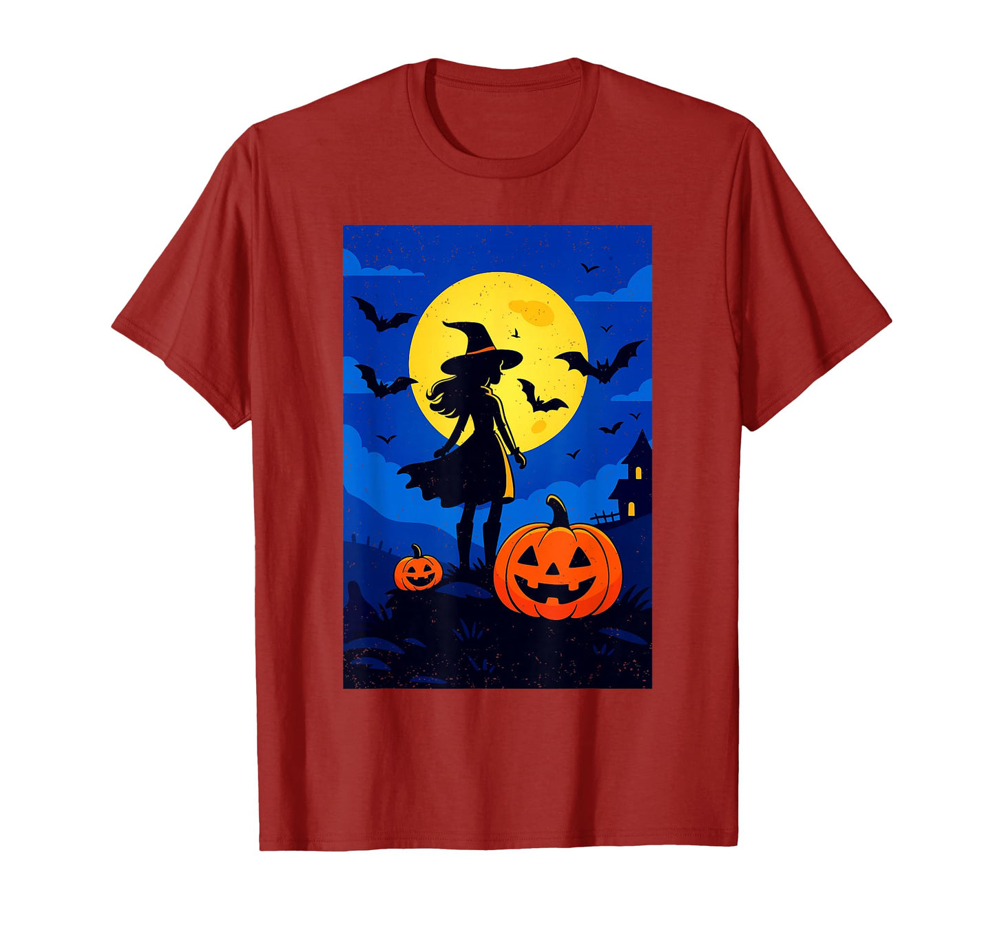 Witch Pumpkin Bats Moon Halloween Scary Gothic Spooky Season T-Shirt