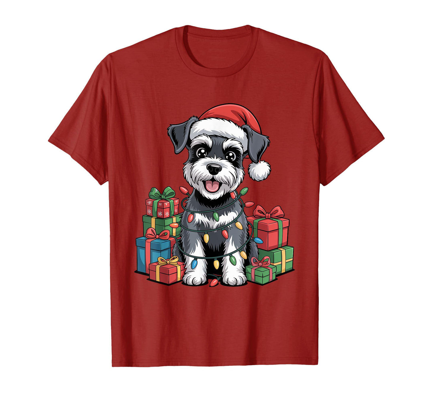 Cute Miniature Schnauzer Christmas Funny Dog Lover Holiday T-Shirt