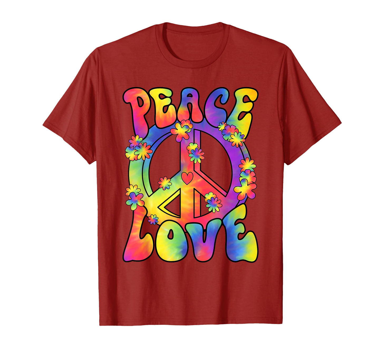 Hippy Costume Peace Love 60s 70s Outfit Retro Hippie Costume T-Shirt