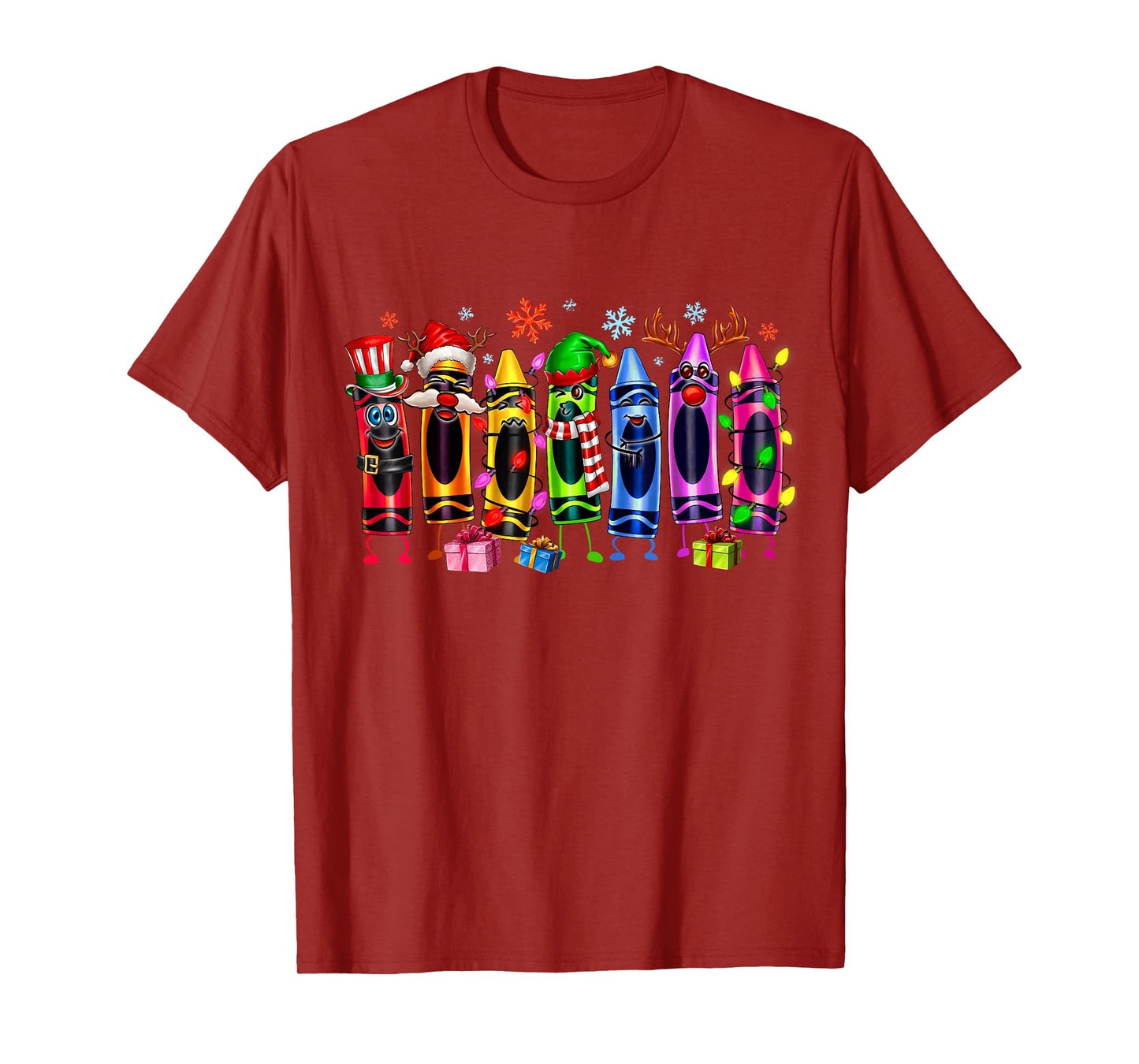 Christmas Tree Made of Crayons School Teacher Life Student T-Shirt