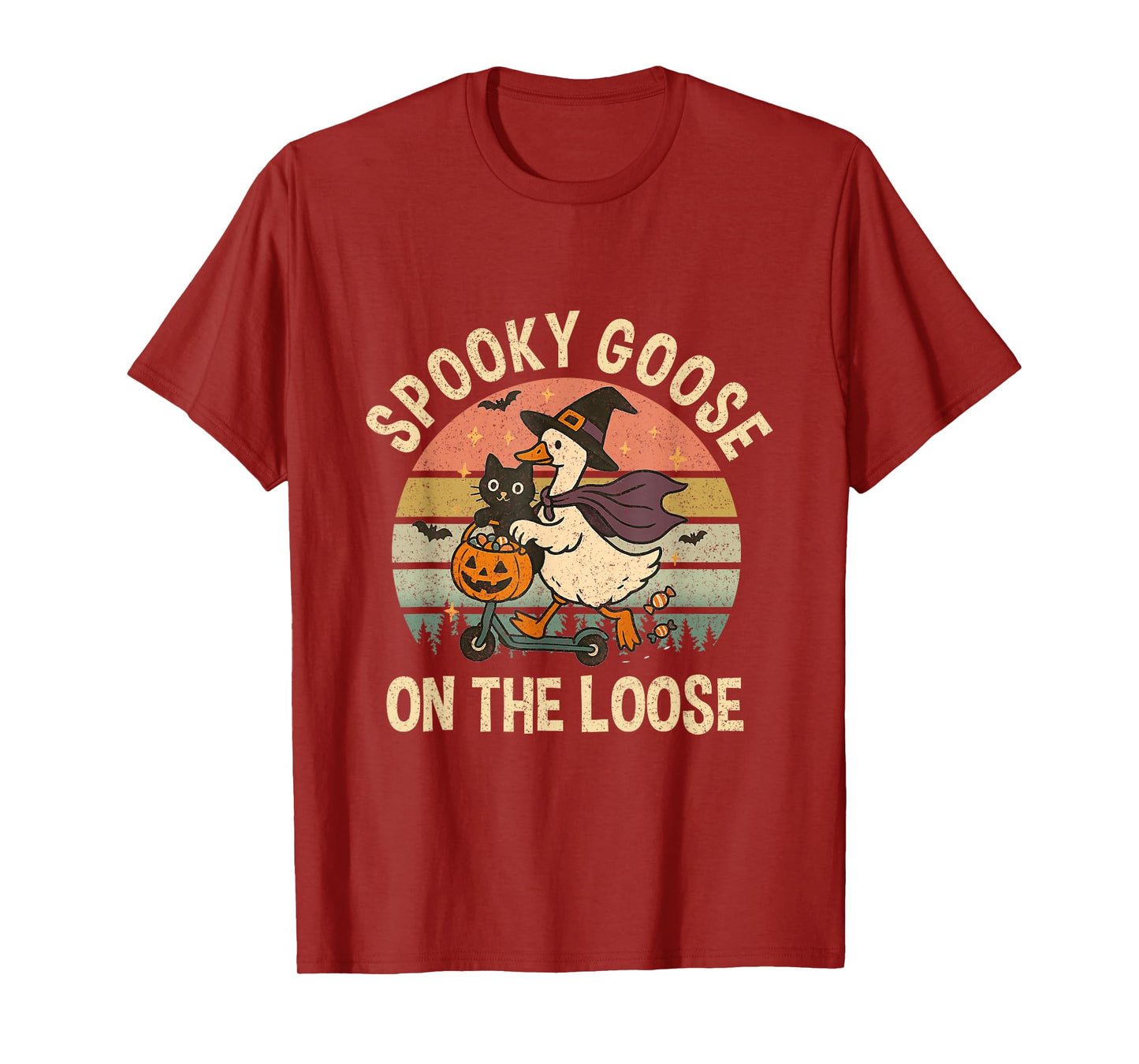Spooky Goose On The Loose Witch Silly Goose Animal Halloween T-Shirt