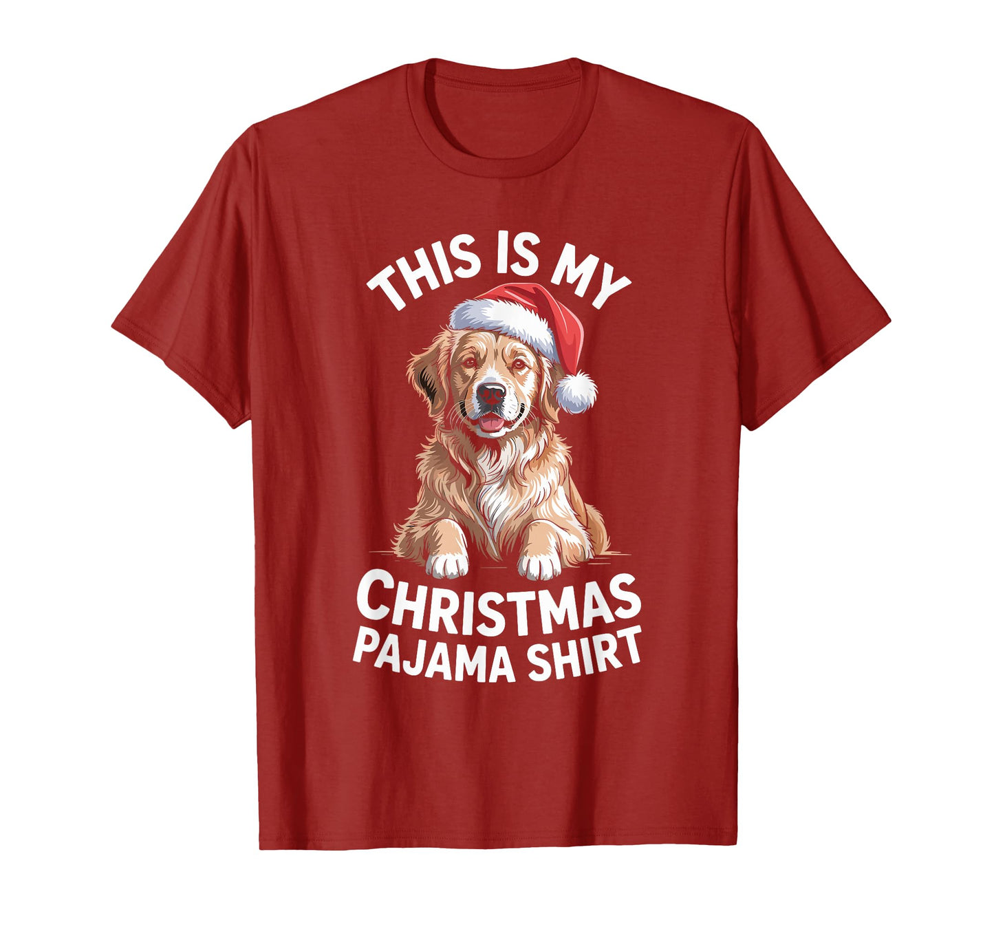 Golden Retriever Dog Santa Hat Christmas Pajama Men Women T-Shirt