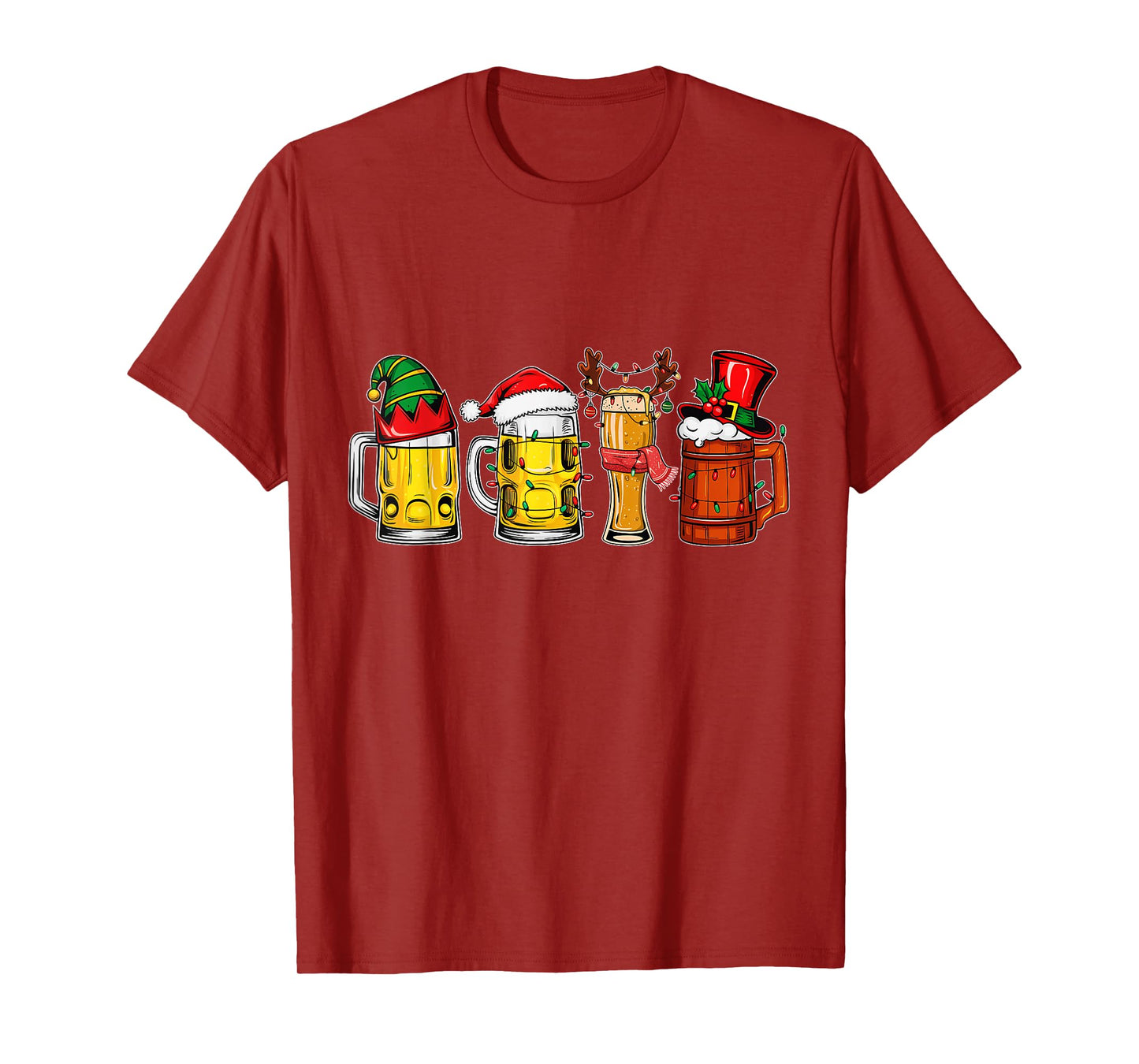 Funny Drinking Christmas Santa Beer Christmas Lights T-Shirt