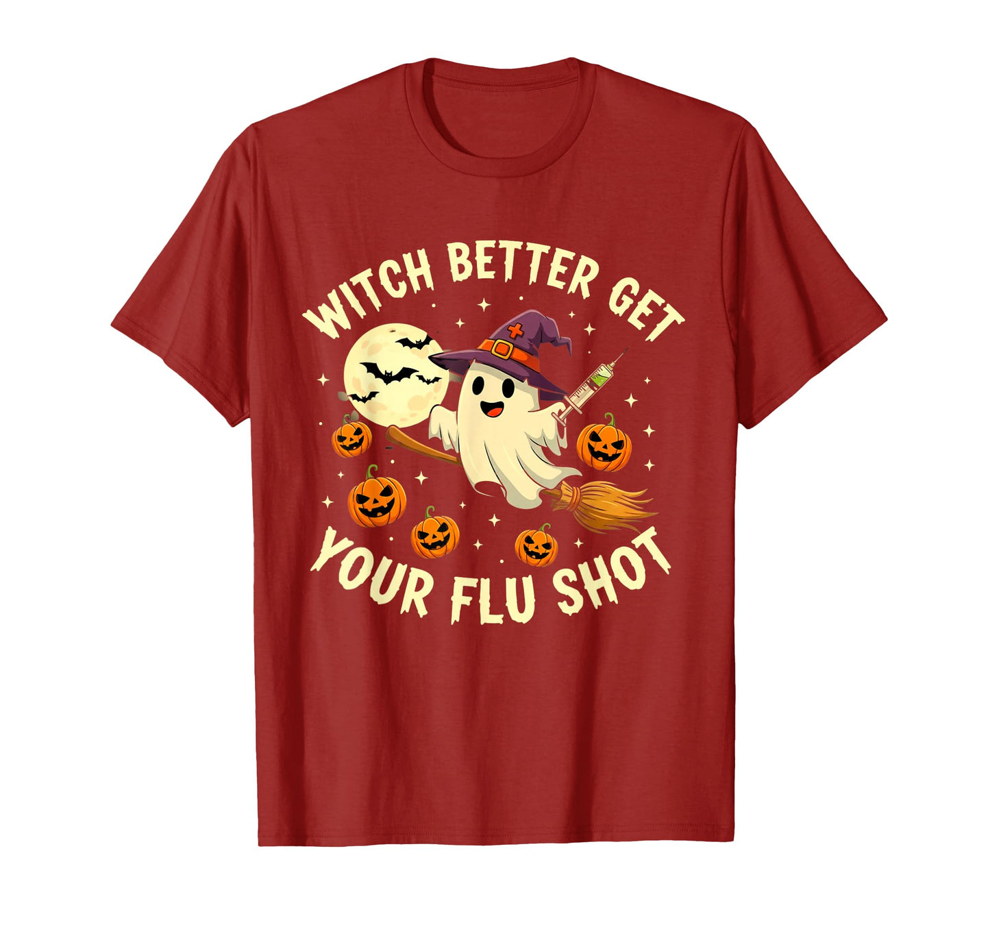 Halloween Witch Ghost Flu Shot Funny Nurse Vaccination Spook T-Shirt