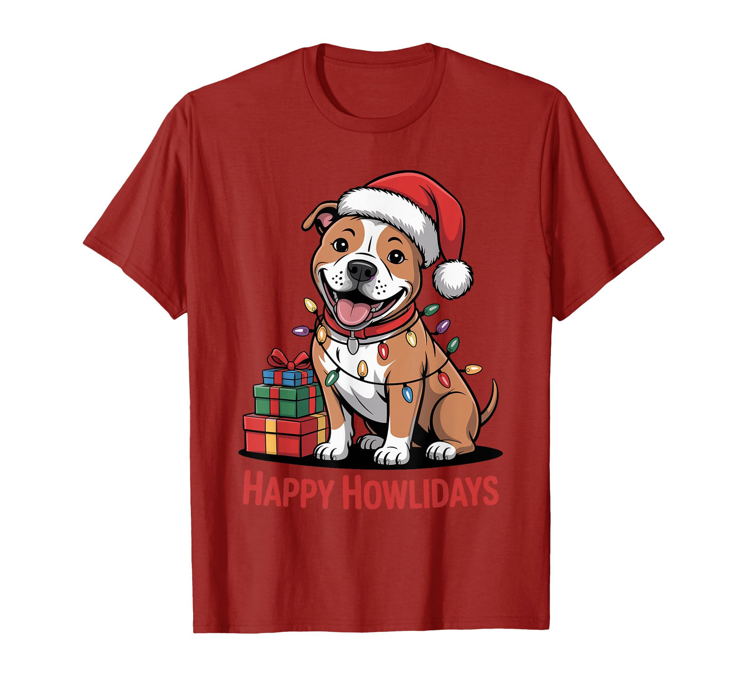Cute Pitbull Christmas Design Funny Pittie Dog Lover Holiday T-Shirt