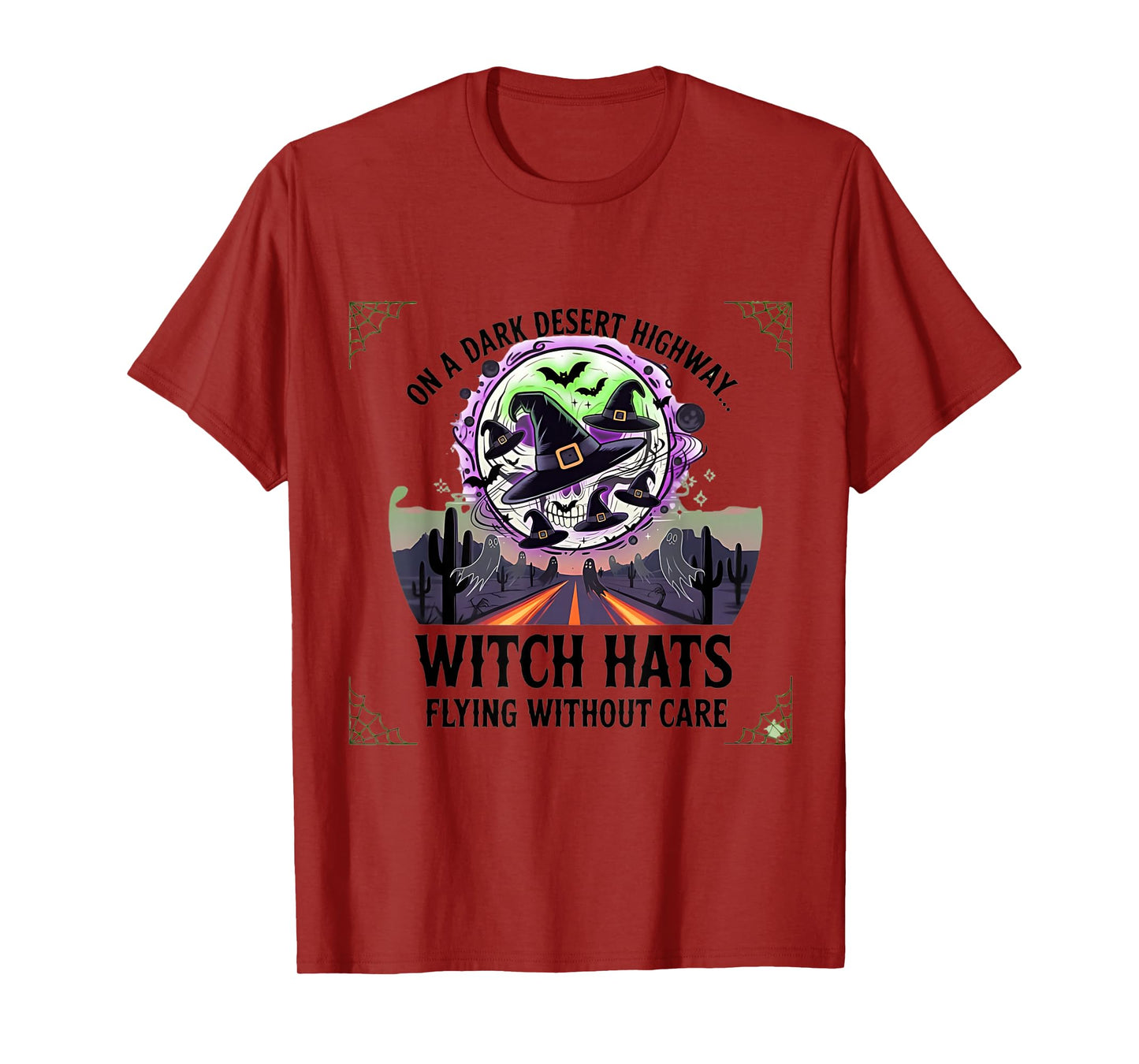 On a Dark Desert Highway, Witch Hats Flying Halloween Women T-Shirt