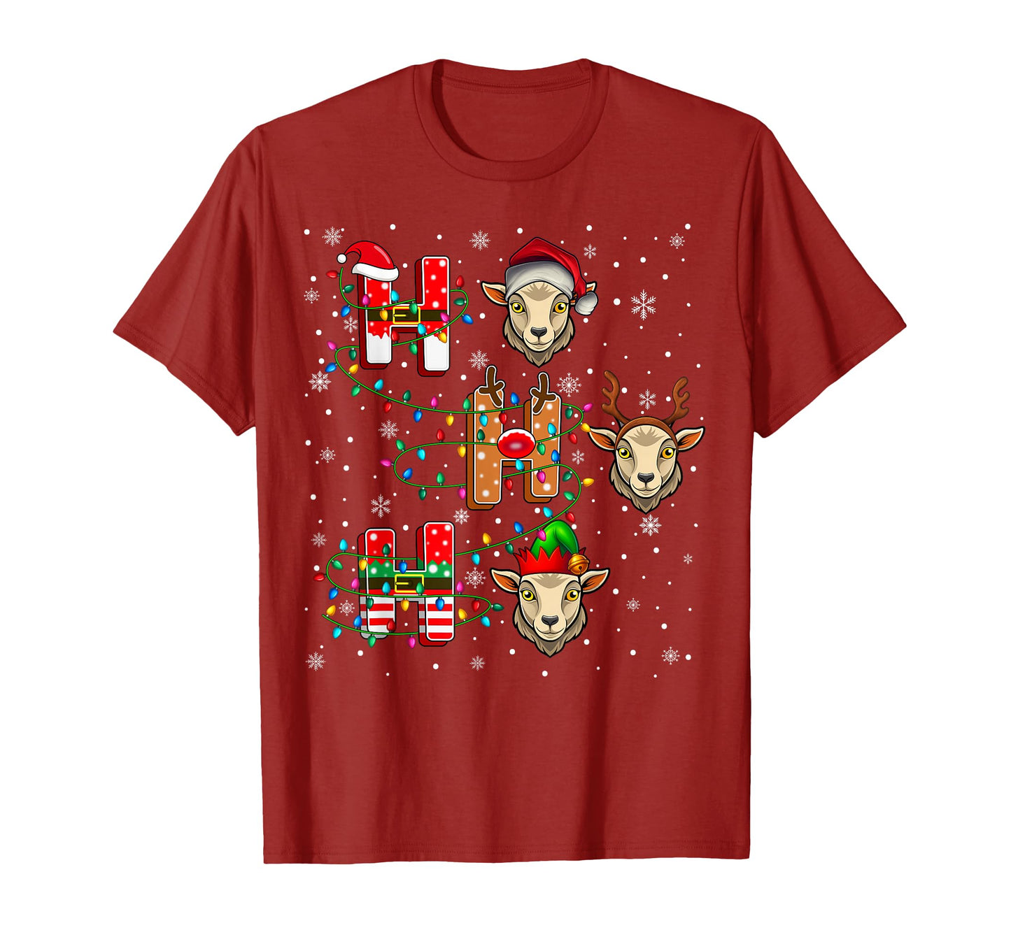 Ho Ho Ho Santa Reindeer Hat Elf Goat Animal Christmas T-Shirt