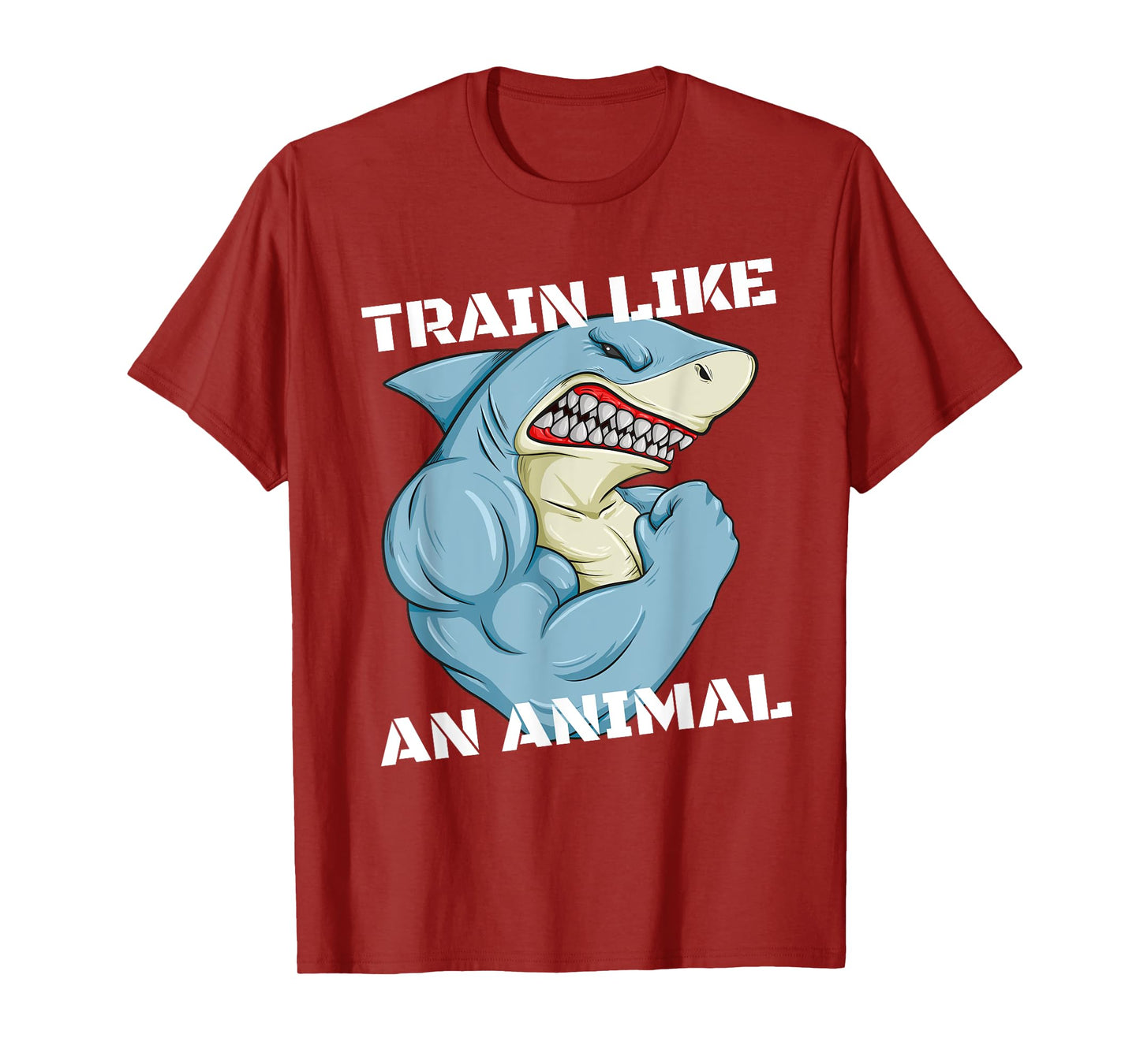 Train Like An Animal Shark Weightlifting Muscle Fitness T-Shirt