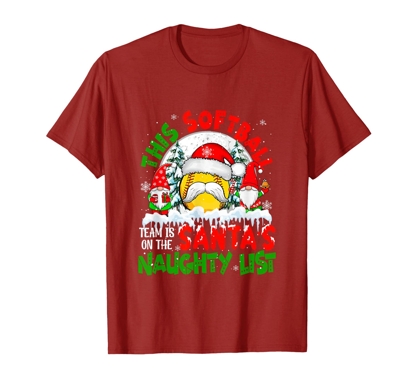 Softball Team is On Santa's Xmas Naughty List Funny Players T-Shirt