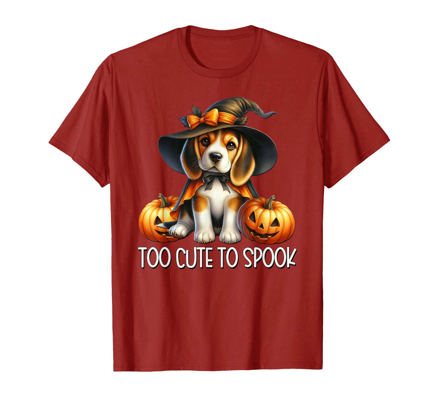 Too Cute to Spook Graphic for Witch Mom Halloween Beagle T-Shirt
