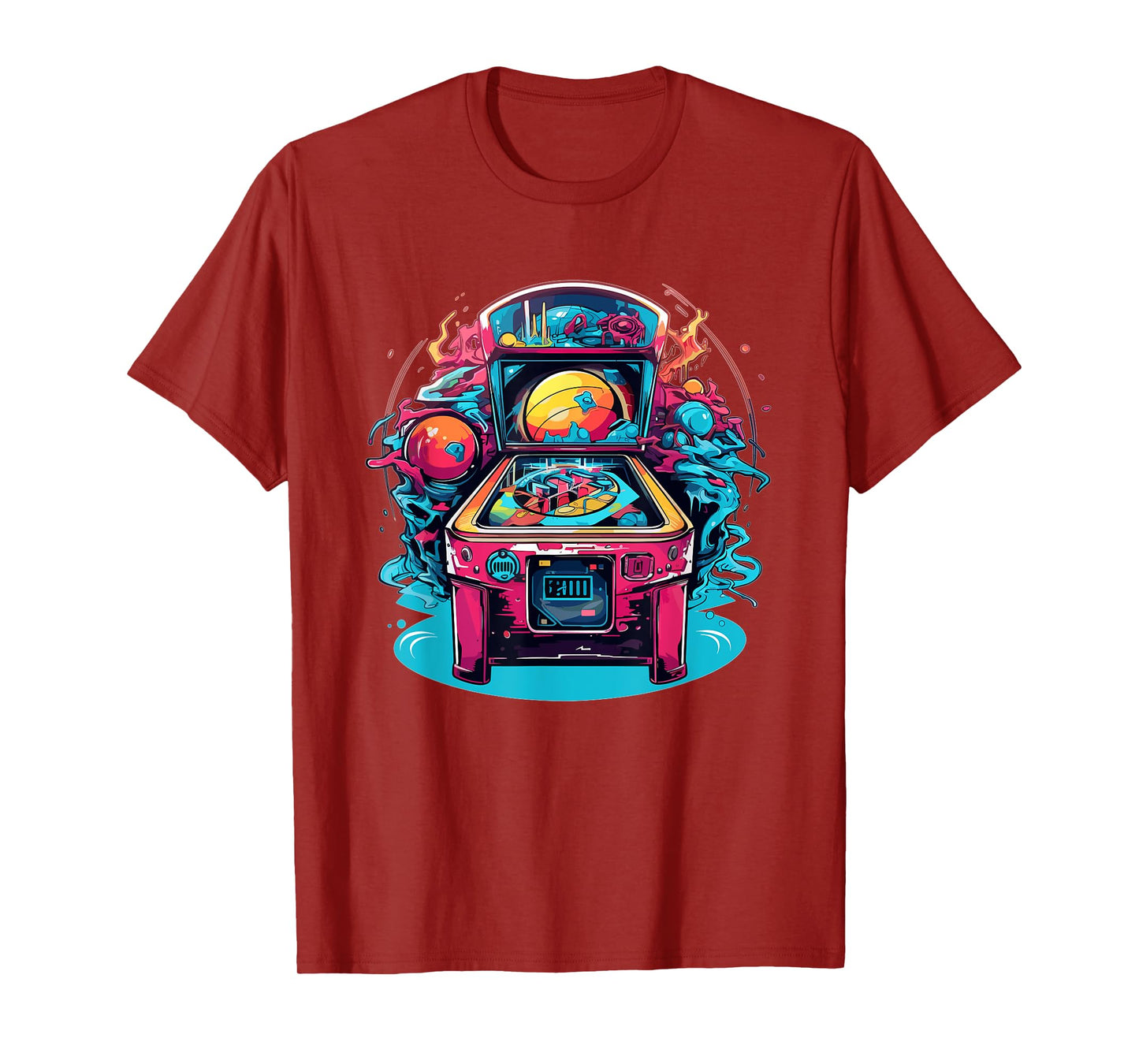 Vibrant Cosmic Pinball Machine Adventure T-Shirt