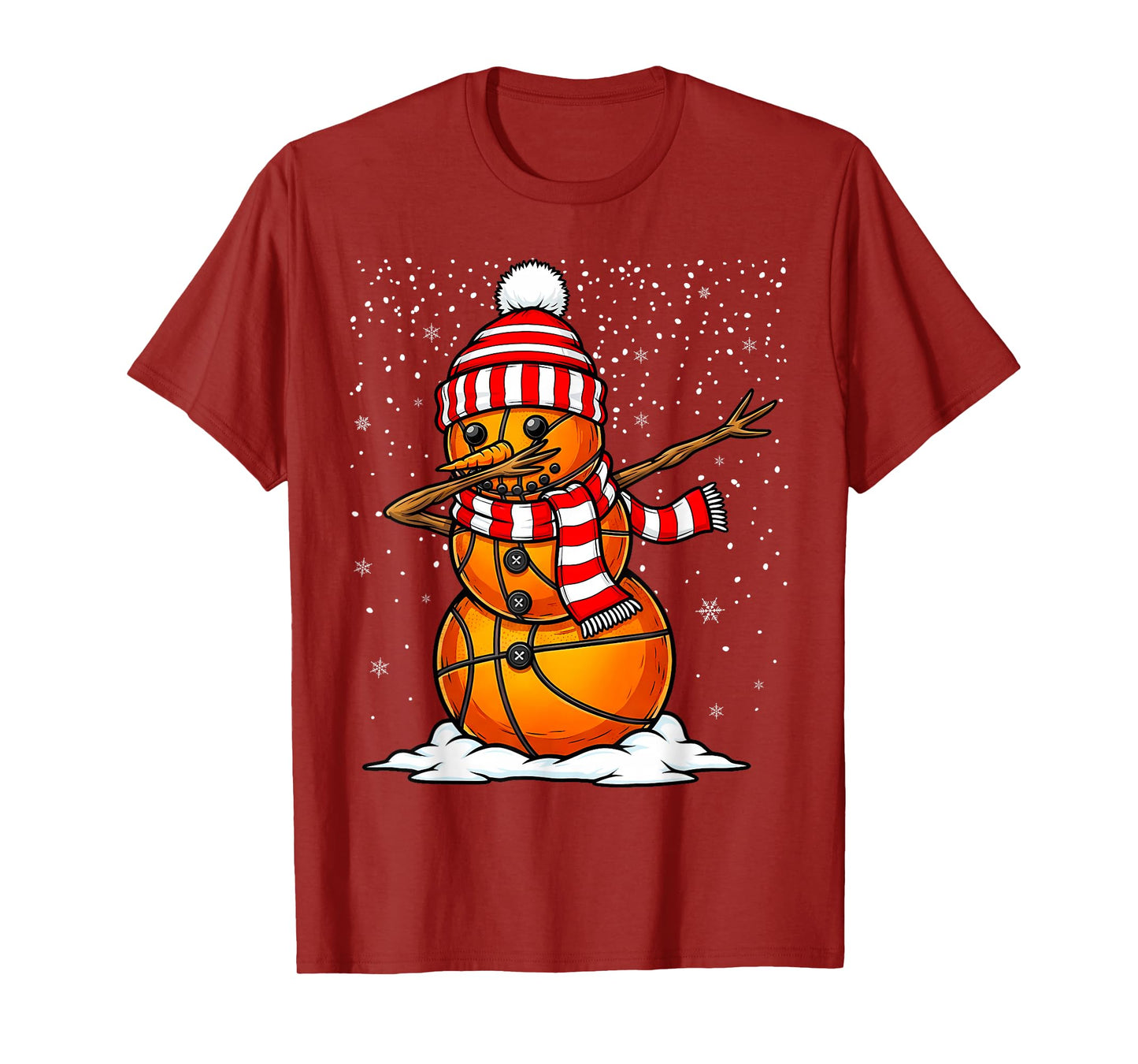 Dabbing Snowman Basketball Ball Christmas Santa Boys Dab T-Shirt
