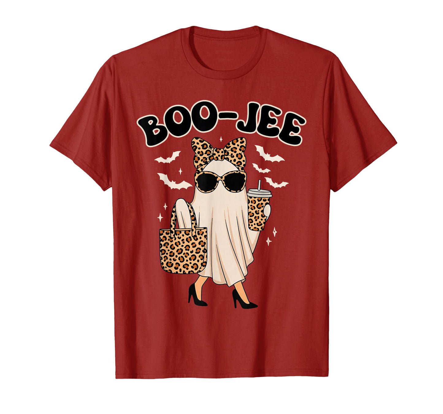 Boo-JEE Ghost, Leopard Ghost Tee, Ghost Coffee, Funny Fall T-Shirt