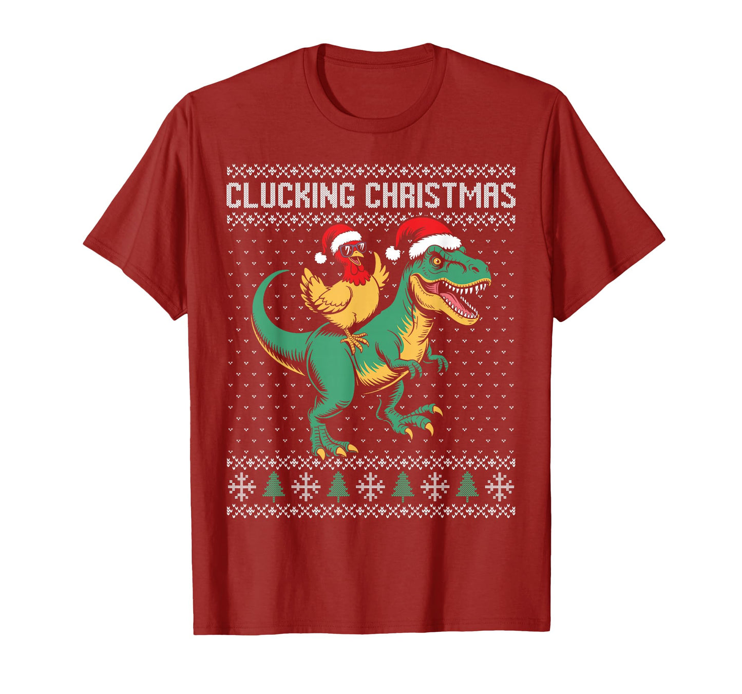 Clucking Christmas Chicken Pun, Chicken Riding Dinosaur T-Shirt