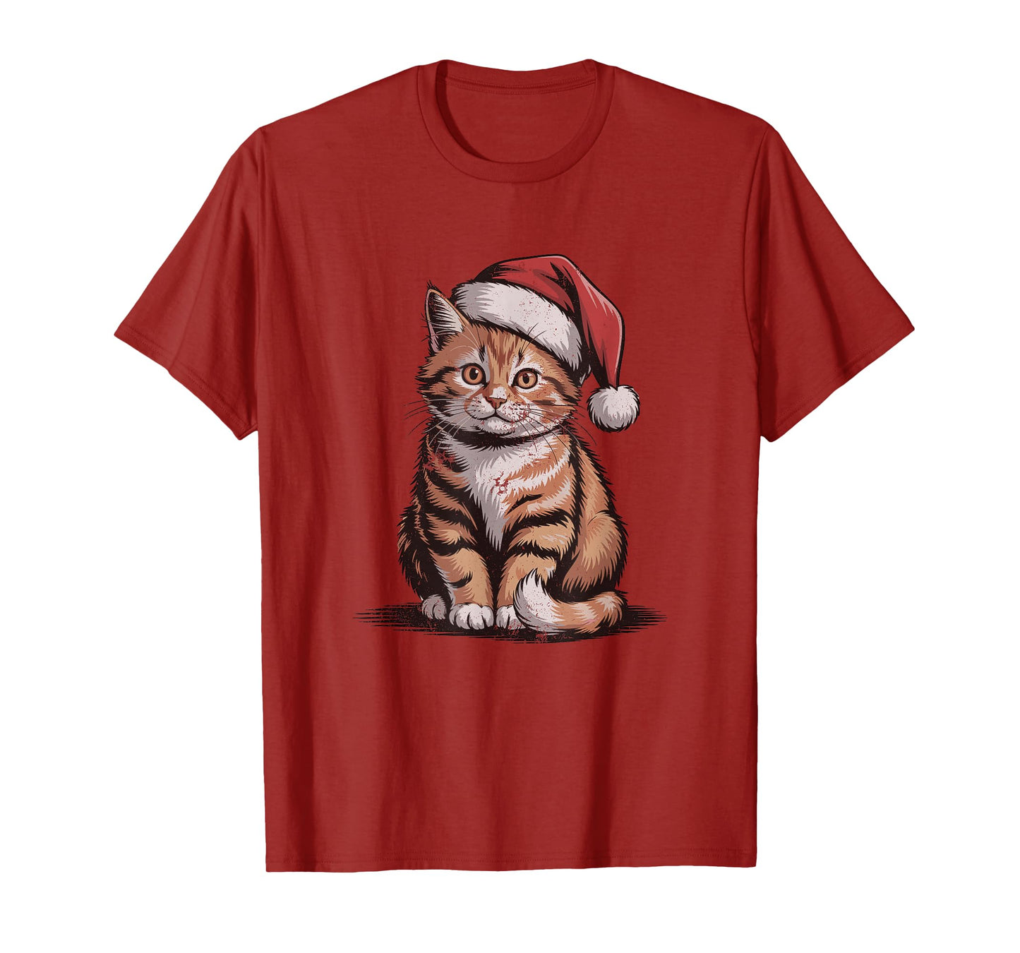 Cat Santa Hat Christmas Animal Pet Lovers Vintage Holiday T-Shirt