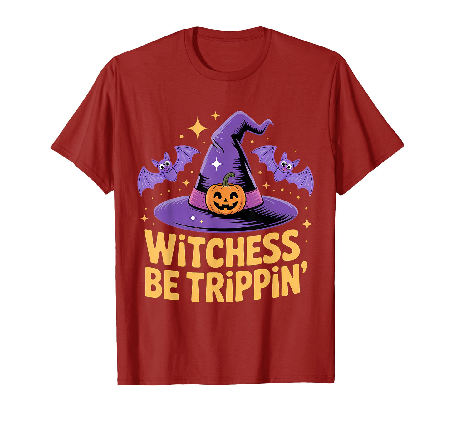 Witchess Be Trippin' Bats Pumpkin Fun T-Shirt