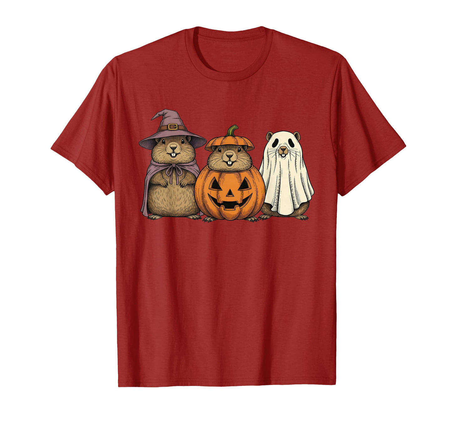 Spooky Ghost Groundhog Lover Pumpkin Halloween T-Shirt