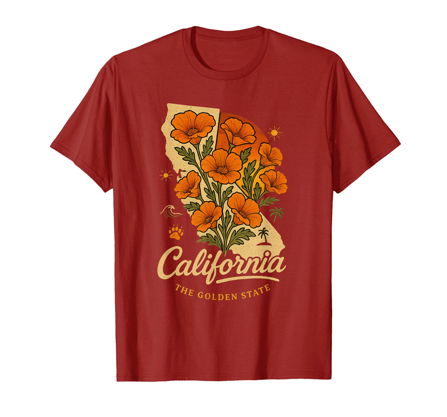 California Poppy Flower Vintage The Golden State Retro T-Shirt