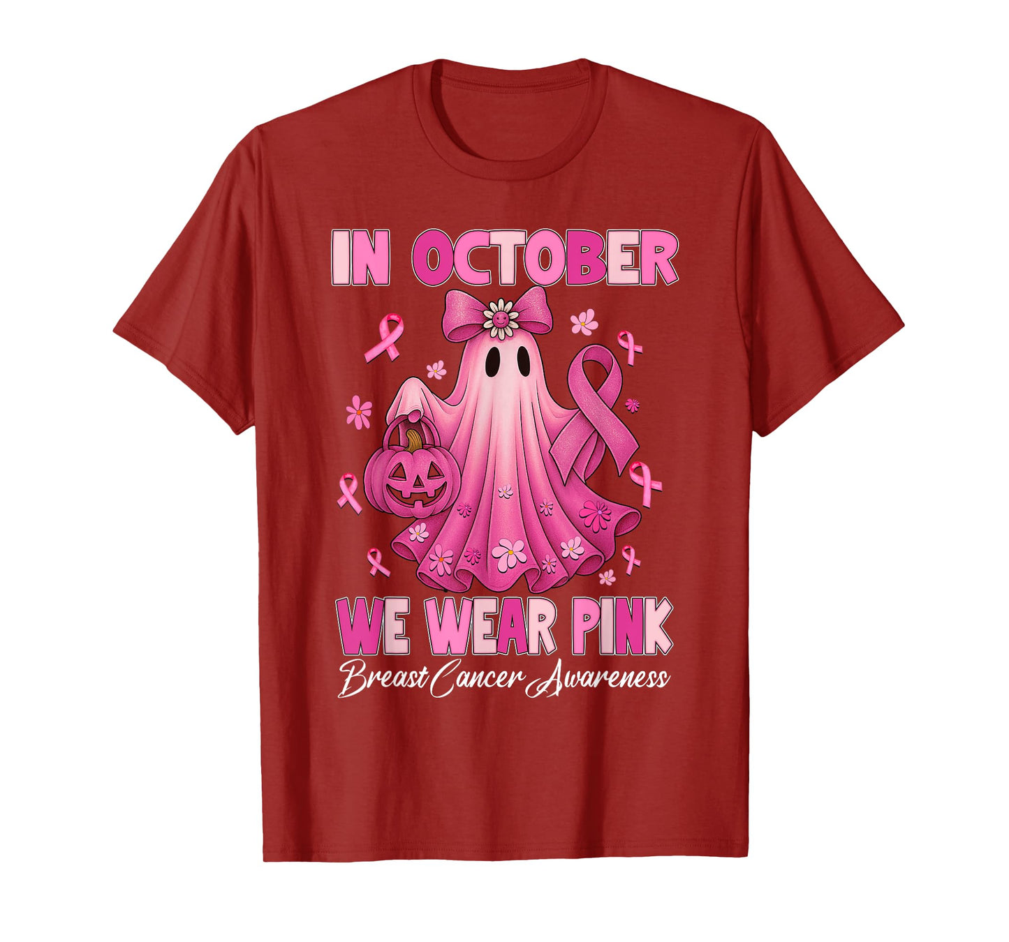 Breast Cancer Women Halloween in October We Wear Pink T-Shirt