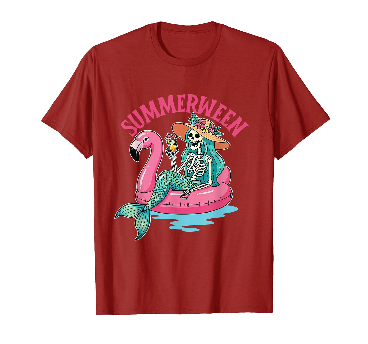 Summerween - Mermaid Skeleton Spooky Halloween Costume T-Shirt