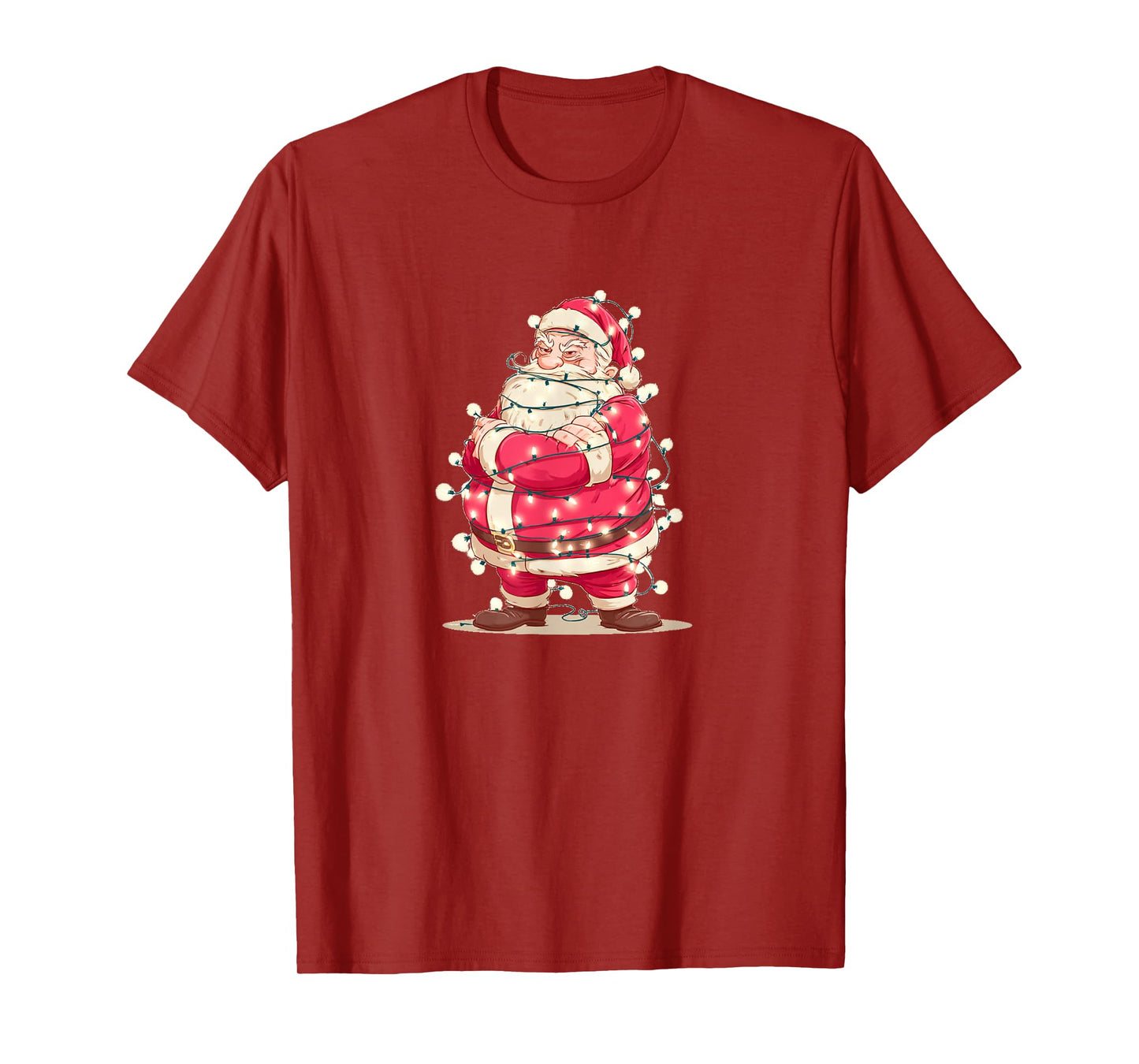 Funny Santa with Fairy Christmas Lights Costume T-Shirt