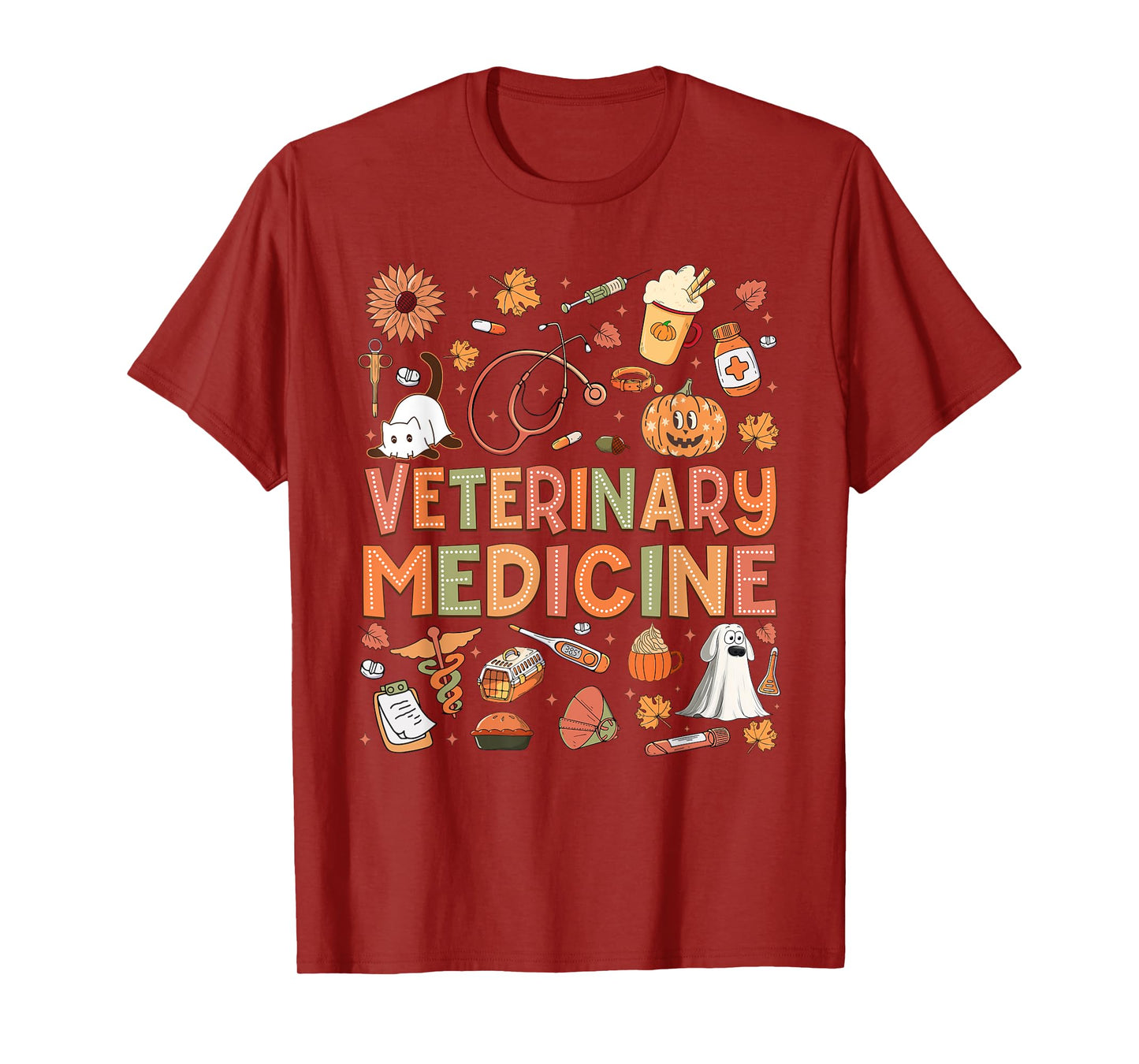 Veterinary Medicine Pumpkin Fall Veterinary Technician Week T-Shirt