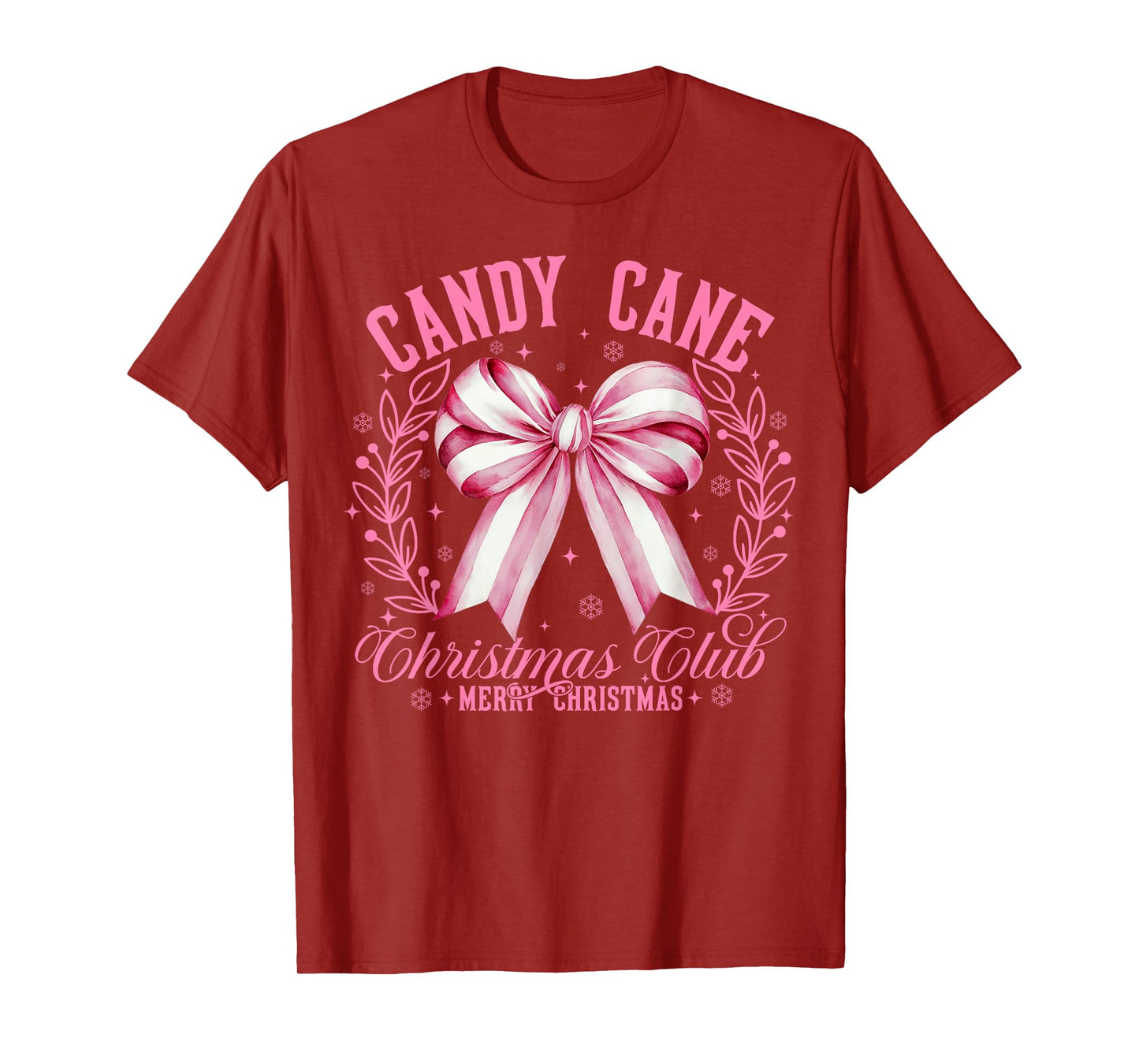 Candy Cane Christmas Club Pink Candy Coquette Xmas Pajamas T-Shirt