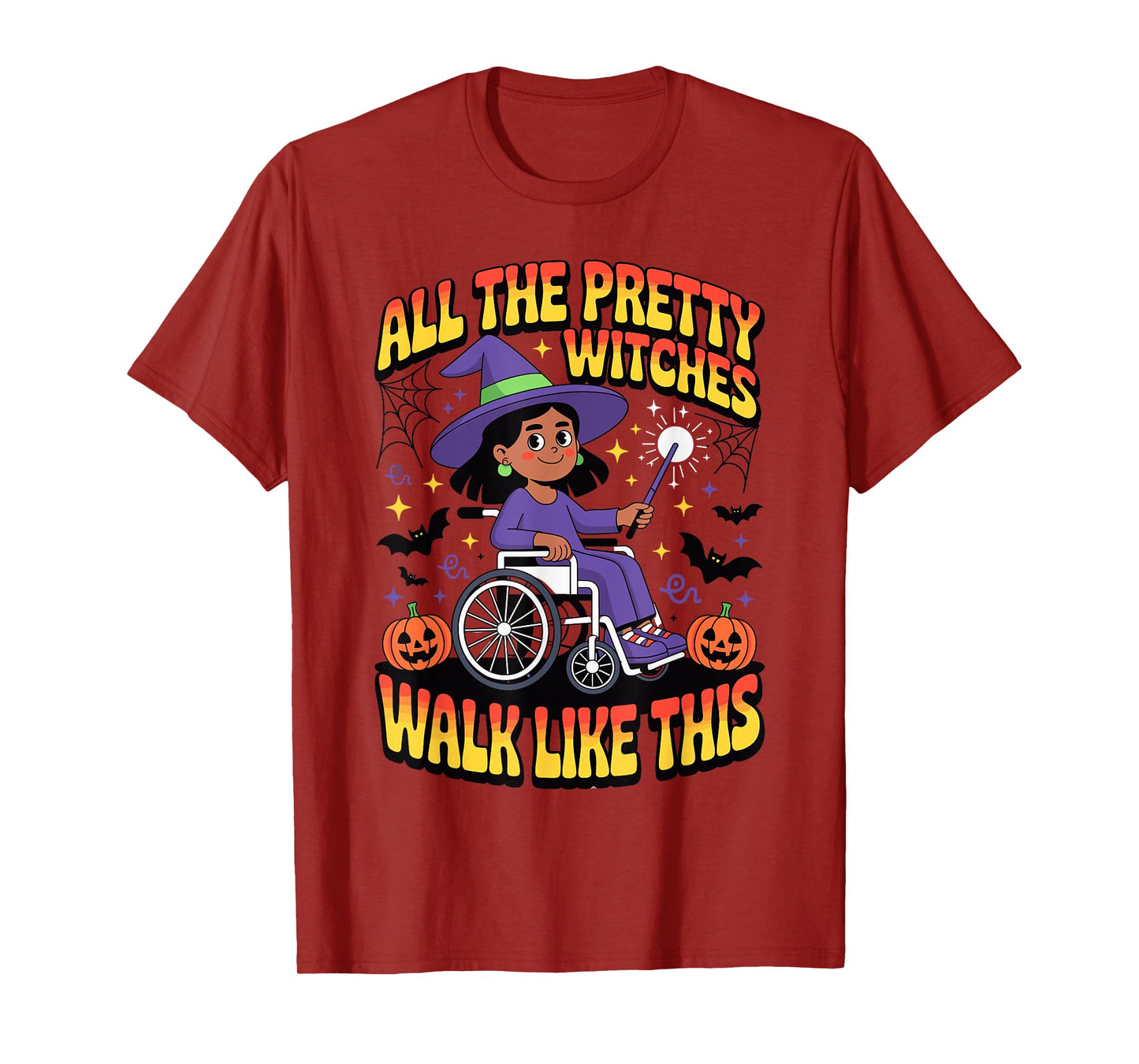 Wheelchair Costume Girl Halloween Handicap Joke Witch Hat Pr T-Shirt