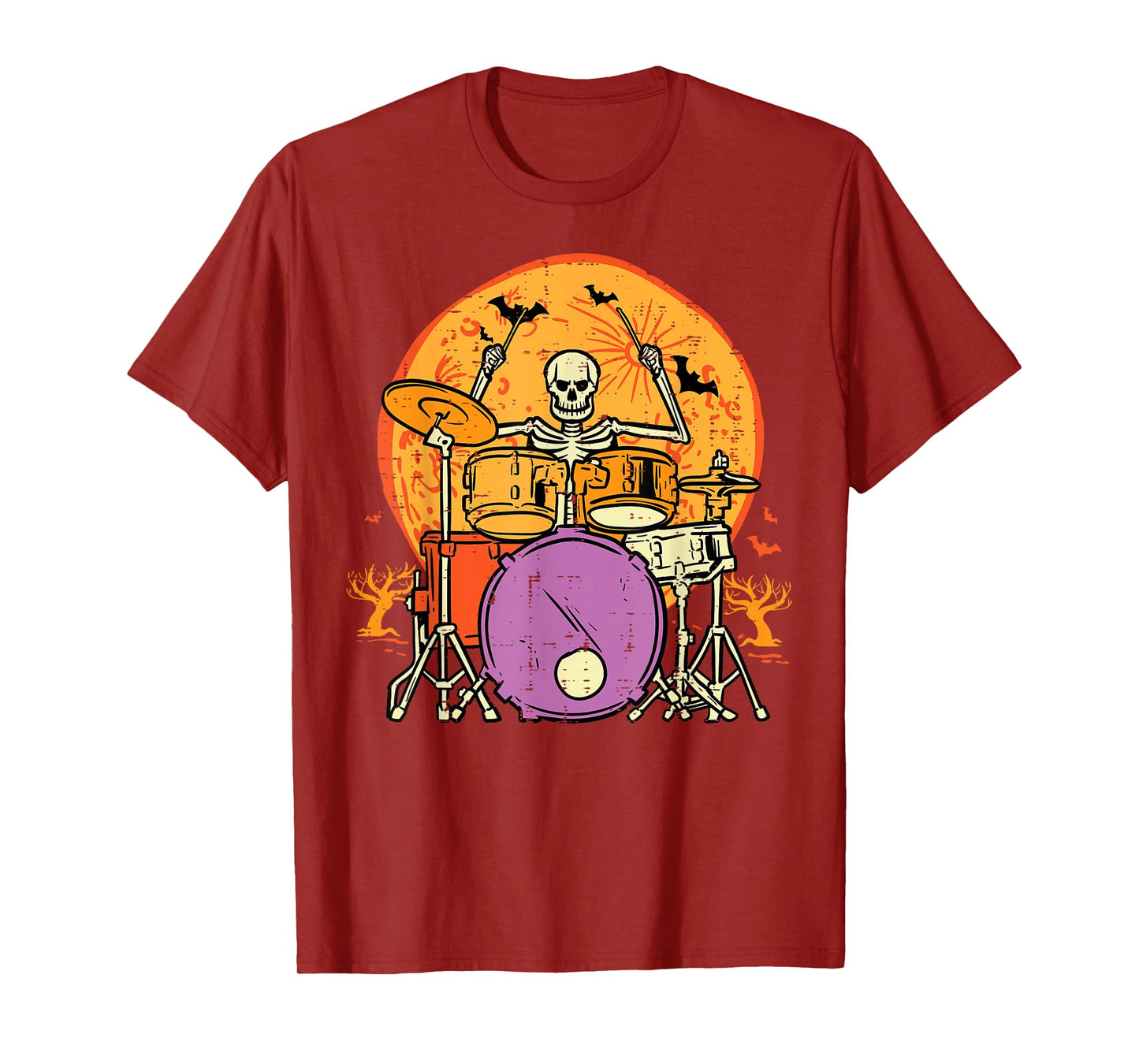 Halloween Skeleton Drummer Costume Rock Rocker Men Boys Kids T-Shirt