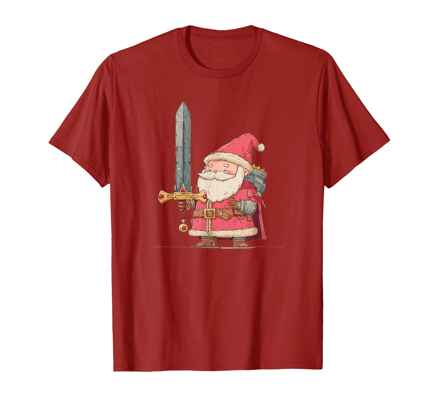 Cool Santa with Medieval Sword Costume for Boys and Girls T-Shirt