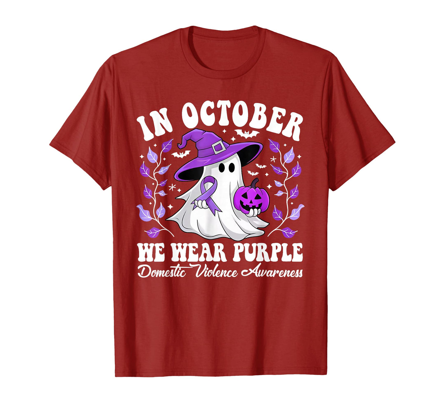 in October We Wear Purple Ghost Domestic Violence Awareness T-Shirt