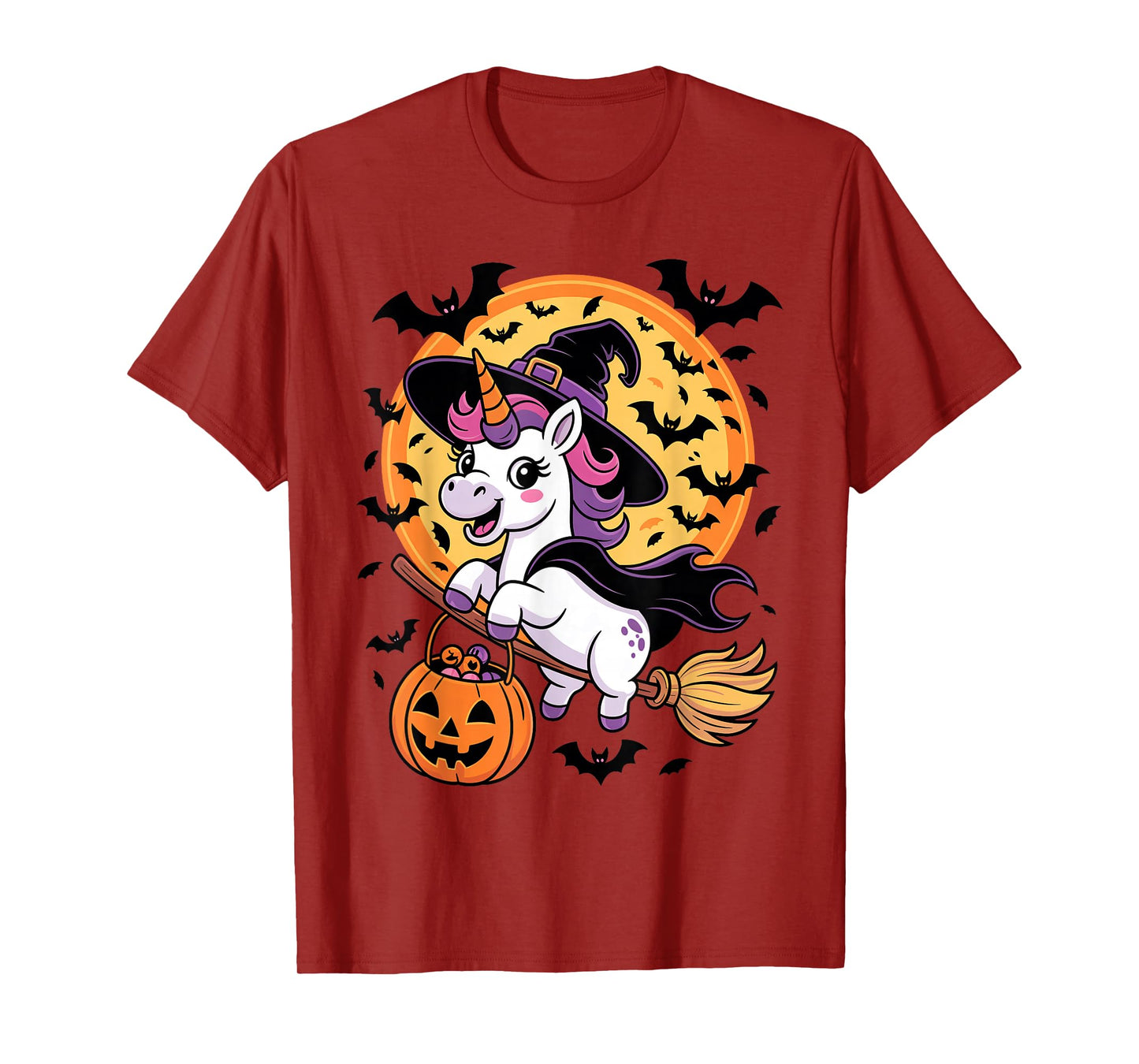 Unicorn Witch Jack-o-Lantern Candy Bucket Halloween Costume T-Shirt
